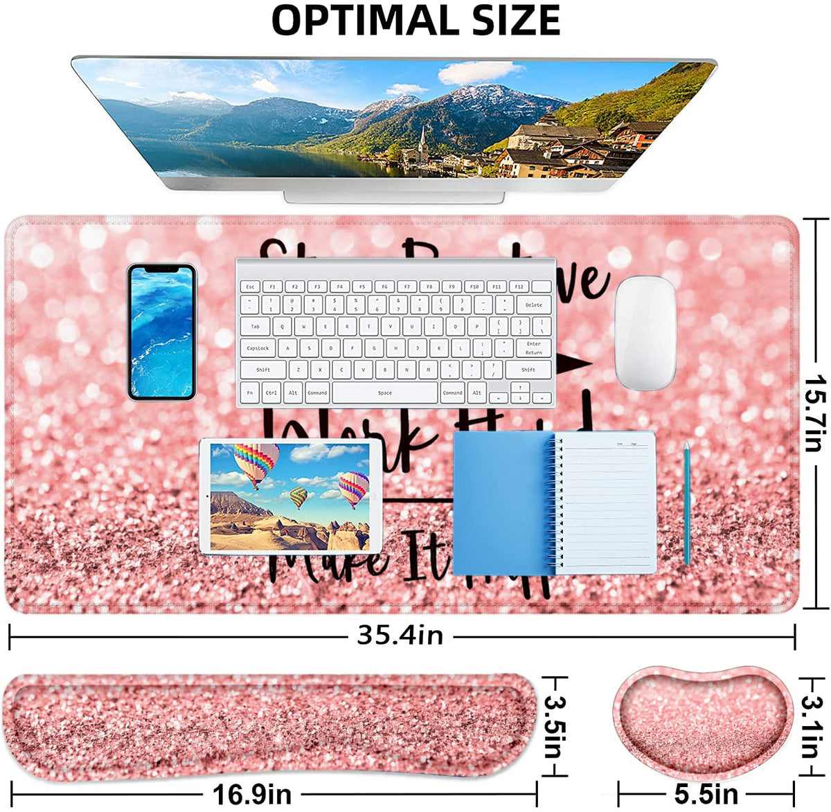 Lateefah Mouse Pad with Wrist Rest, Desk Mat + Keyboard Wrist Rest Set, Desk Pad for Keyboard and