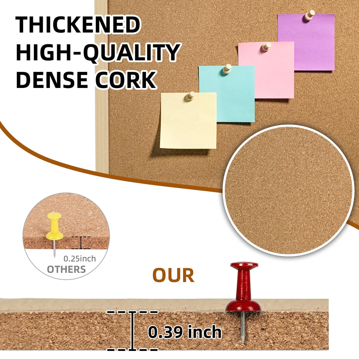 16” x 24” Cork Boards for Walls with Wooden Frame 1pack, Double Sided Office Board for Wall