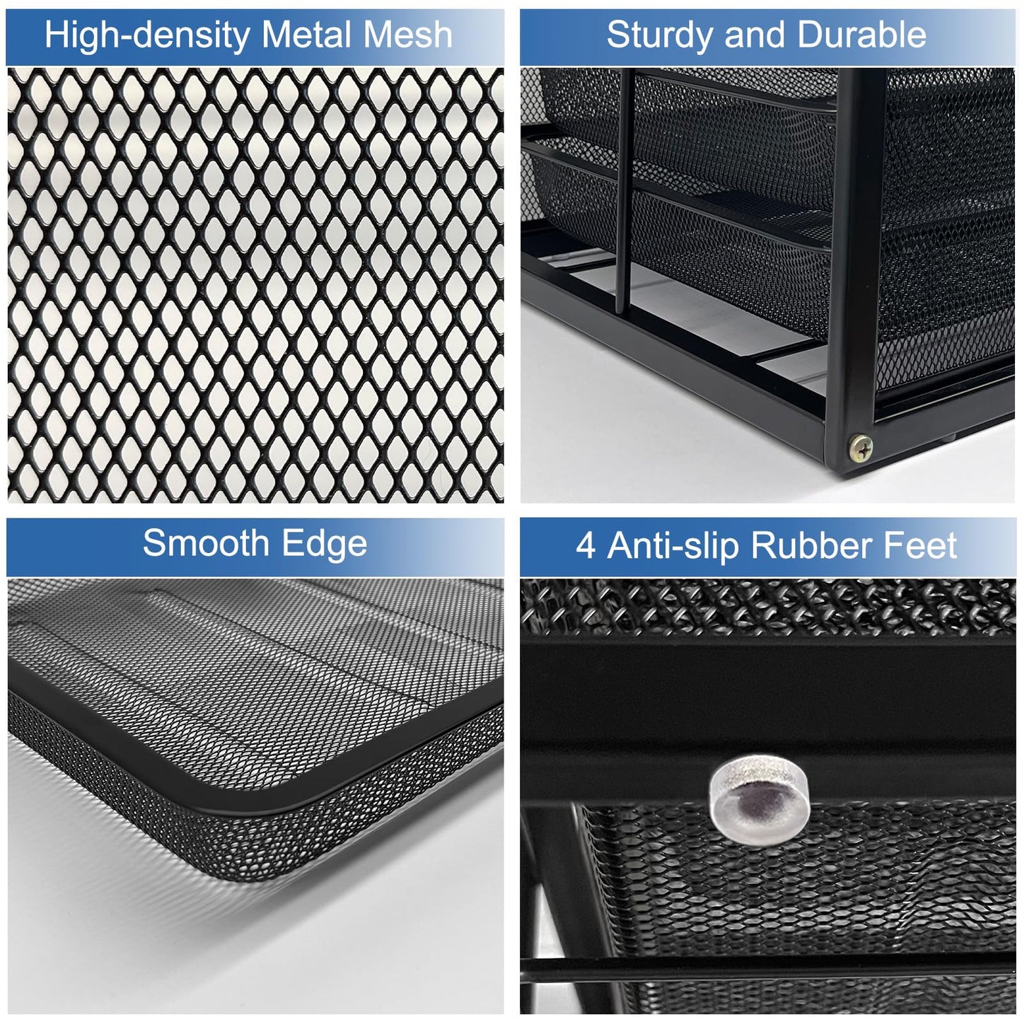 Natwind Mesh Desk Organizer with 4 Tier Sliding Drawers,Black