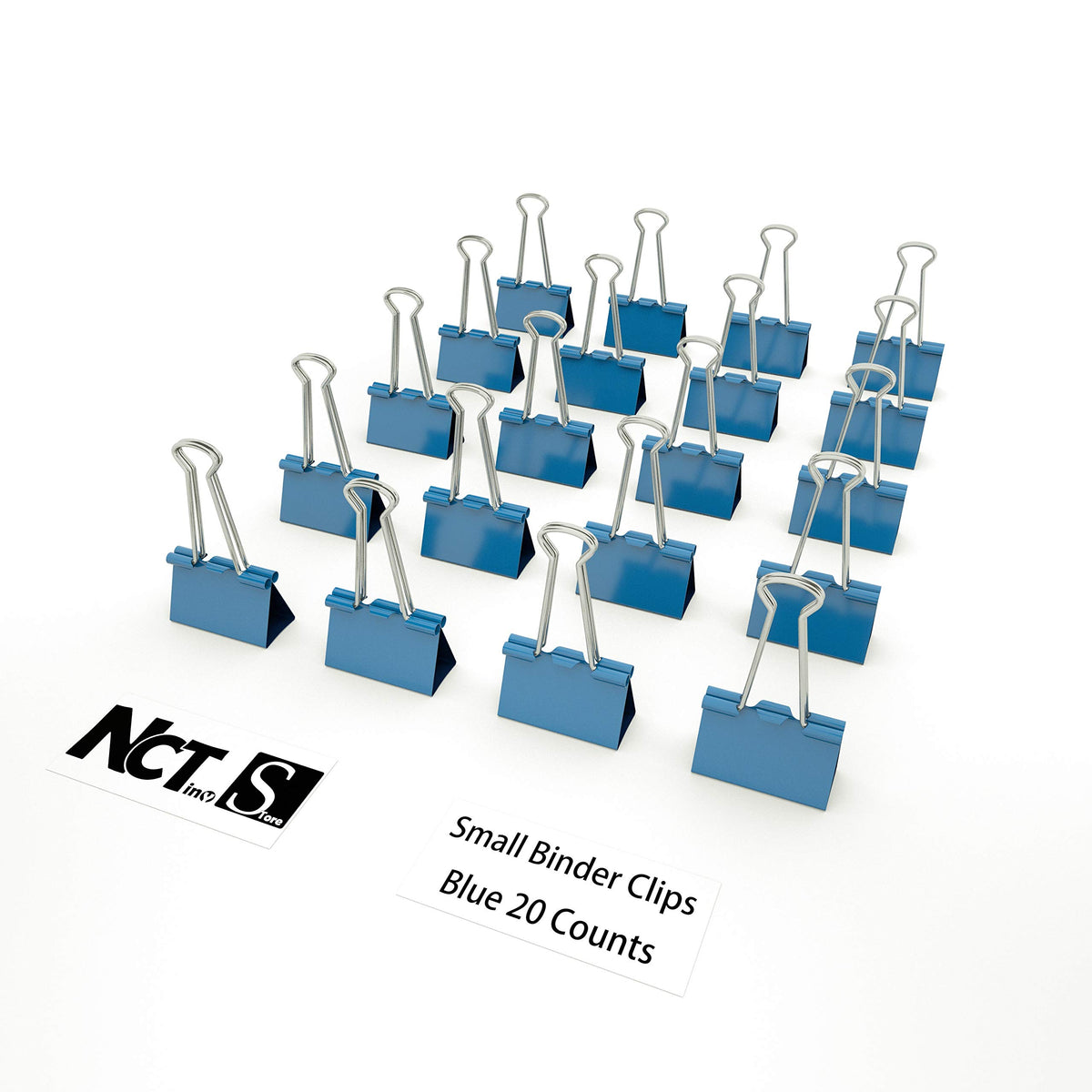Nctinystore Binder Clips Small Metal Clamp 0.75 inch / 19 mm (Blue, 20-PCS)