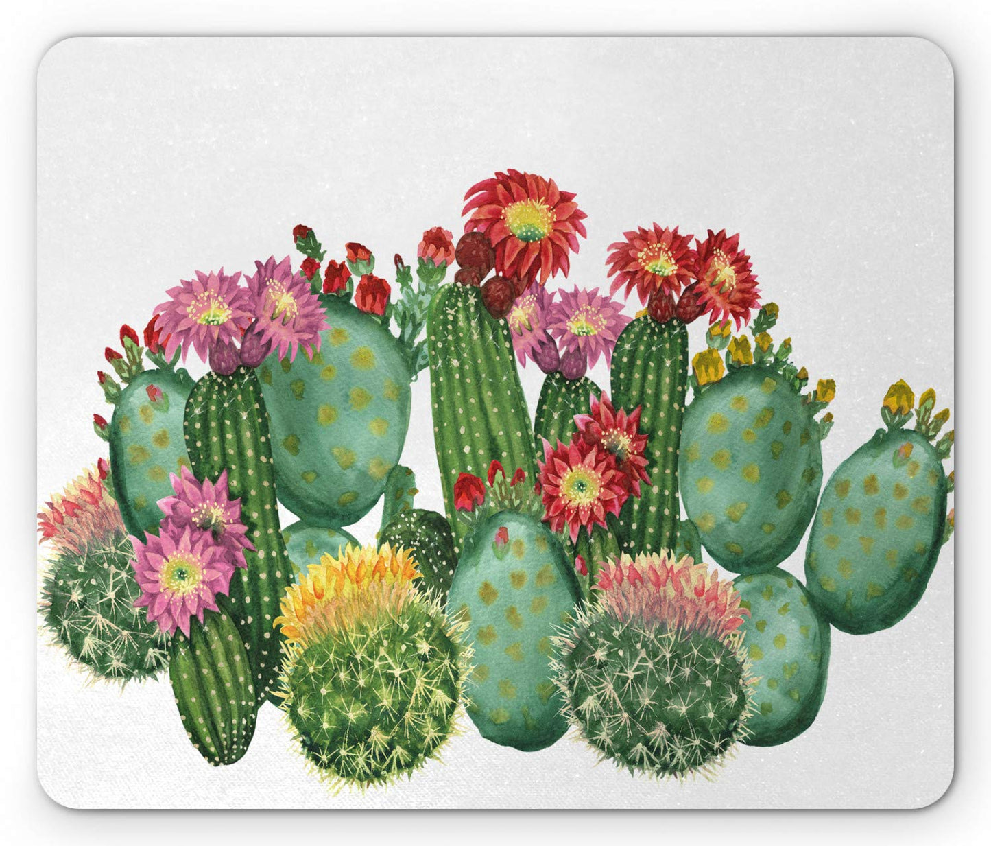 Ambesonne Cactus Mouse Pad, Saguaro Cask Hedge Hog Prickly Pear Opuntia Tropical Botany Garden
