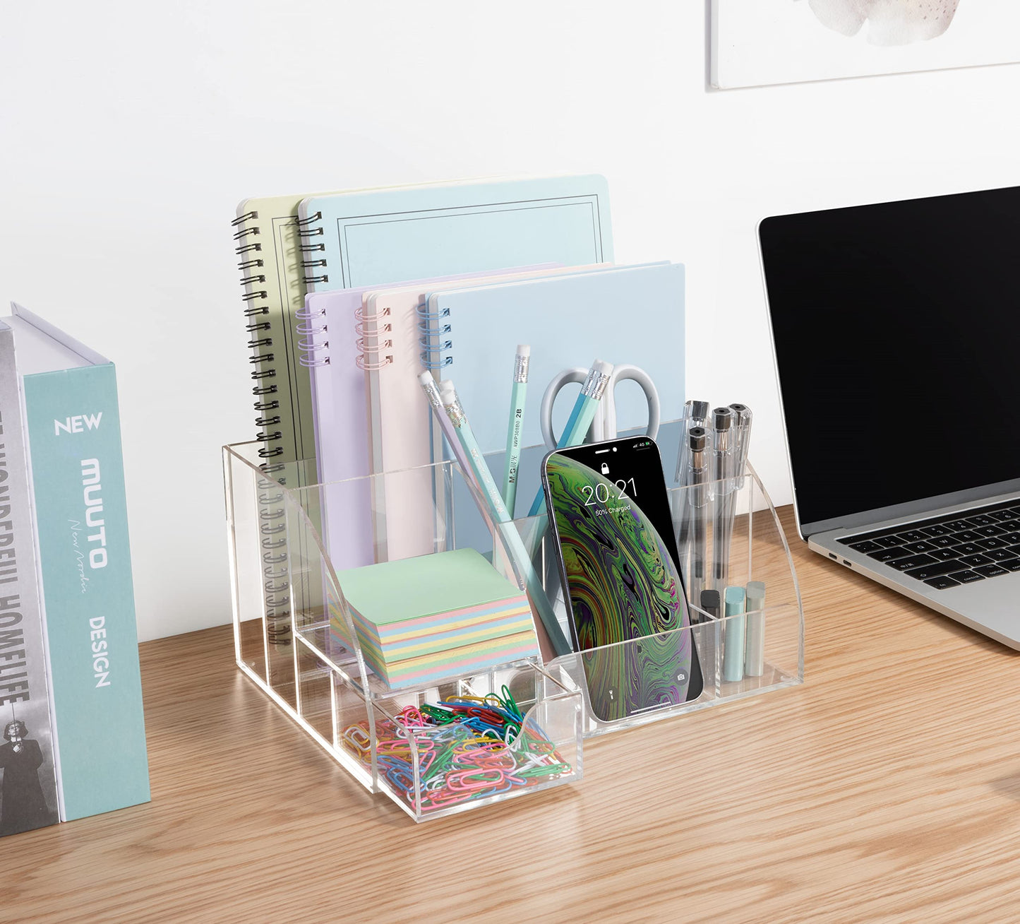 My Space Organizers Clear Acrylic Desk Oganizer, 9 Compartments, Office Supplies and Desk