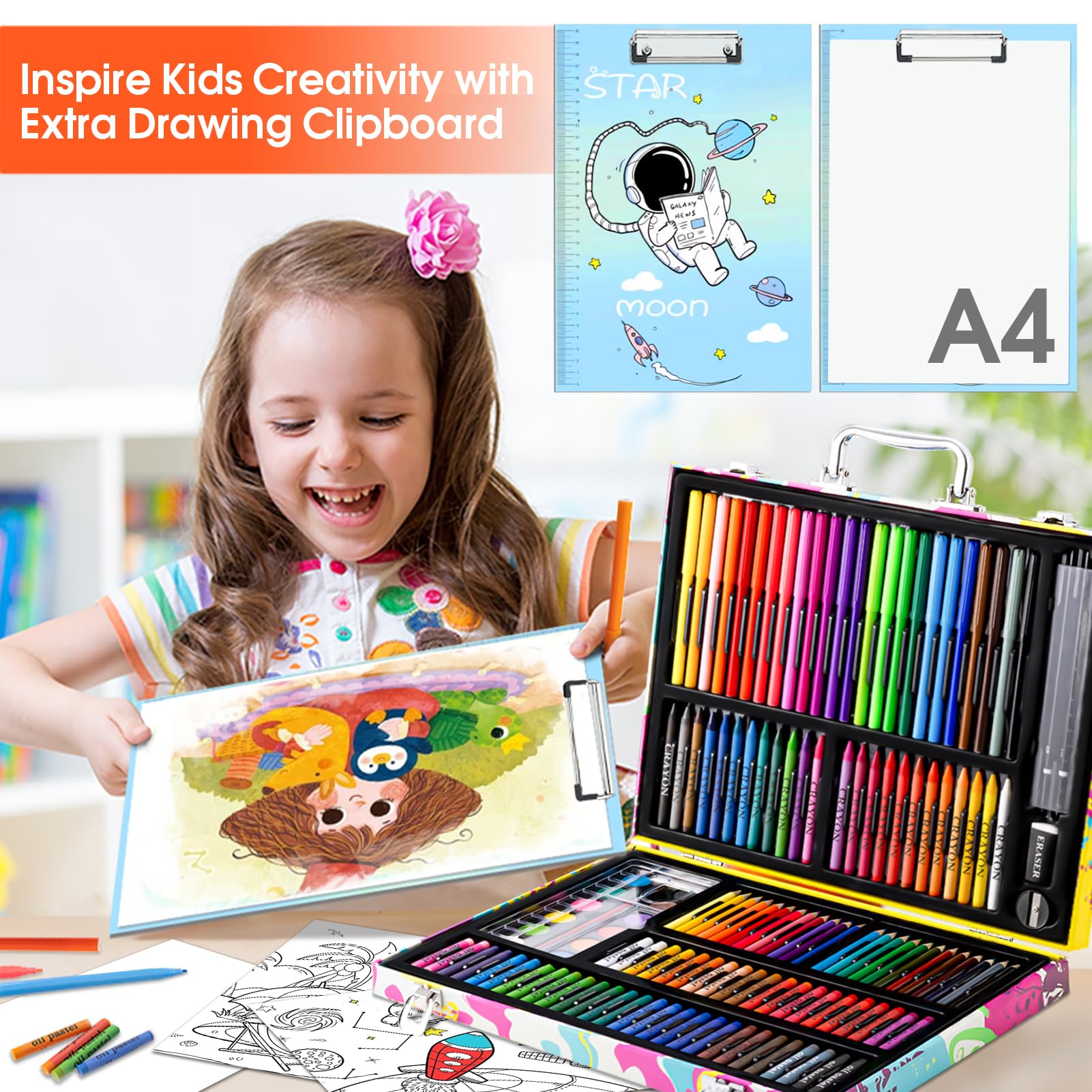 Art Supplies, 180 Pack Art Drawing Coloring Kit for Kids Girls Boys Teens