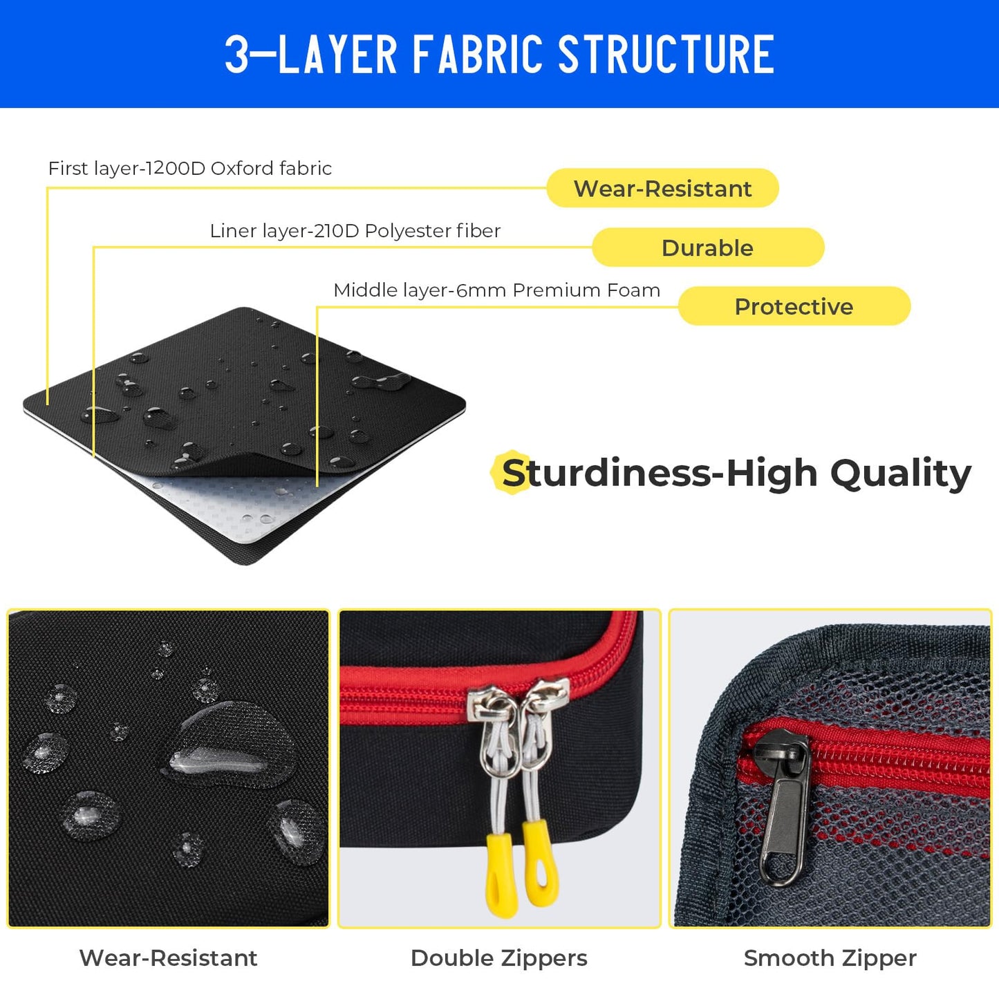 ECHSRT Large Capacity Pencil Case with Hidden Pocket, 1200D Oxford Fabric Zipper Pencil Pouch with