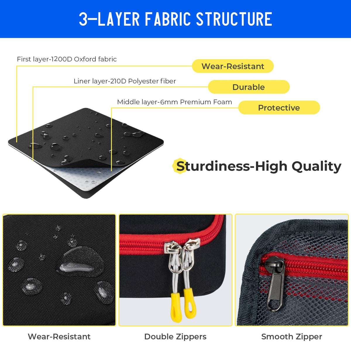 ECHSRT Large Capacity Pencil Case with Hidden Pocket, 1200D Oxford Fabric Zipper Pencil Pouch with