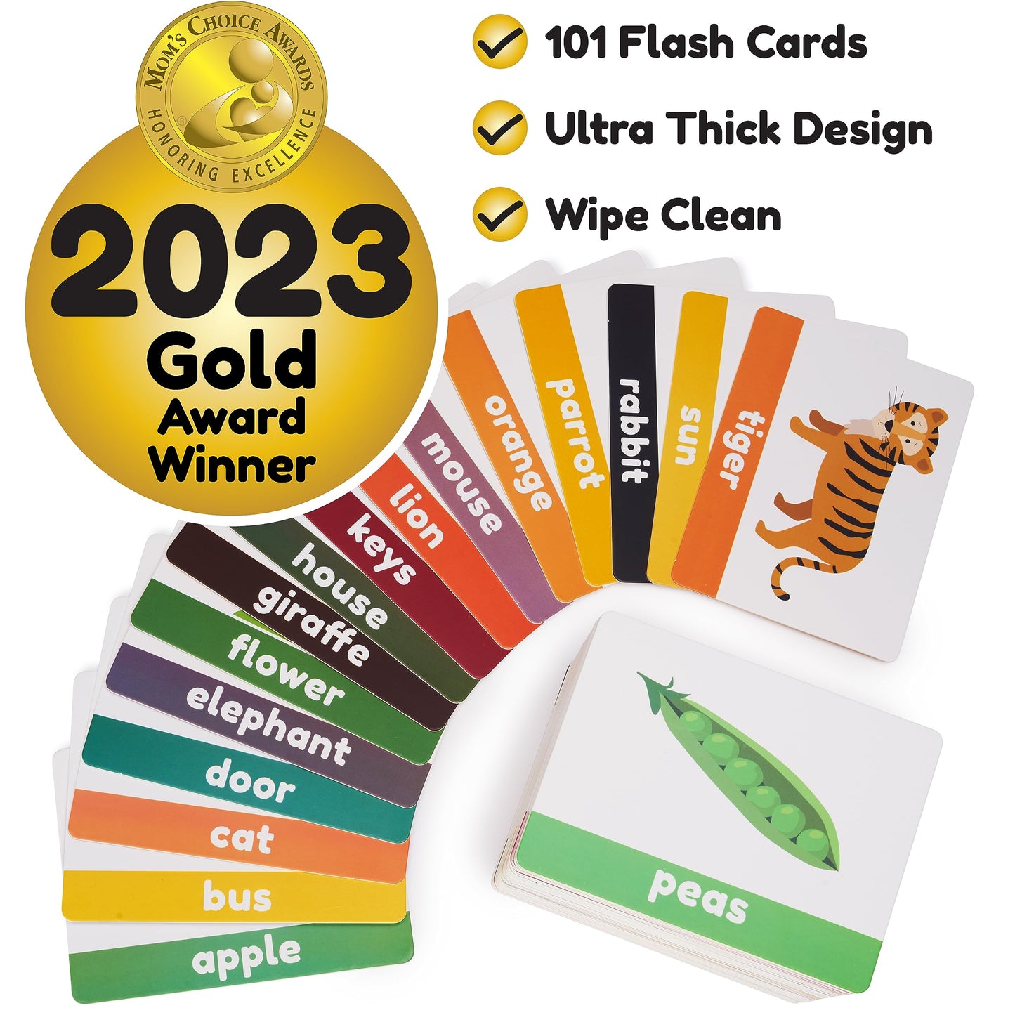 LearnWorx 101 Baby Flash Cards for Toddlers 1-3 | Award Winning First Words Toddler Flash Cards |