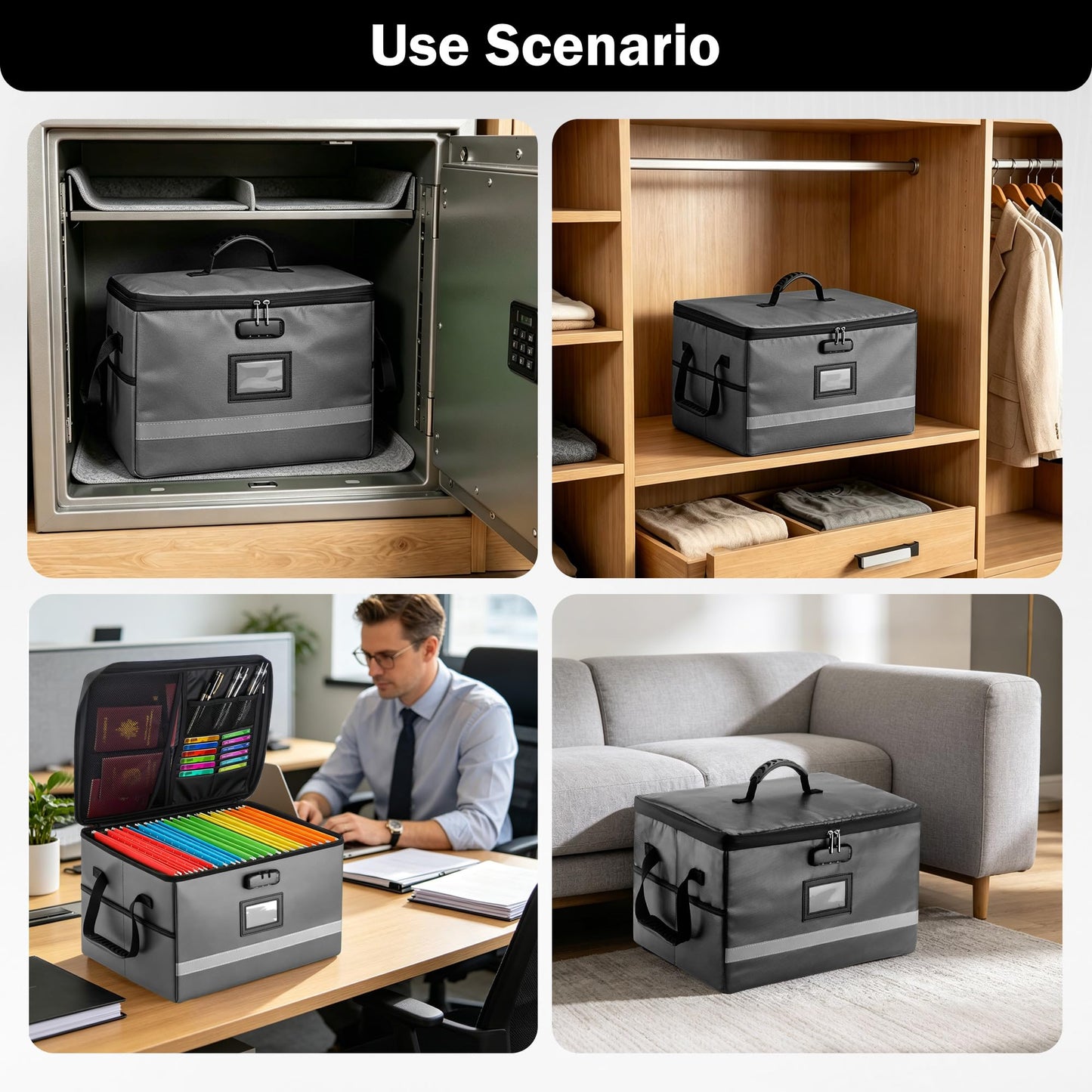 EXLIFBAG Fireproof File Organizer with Lock, 1 Layer