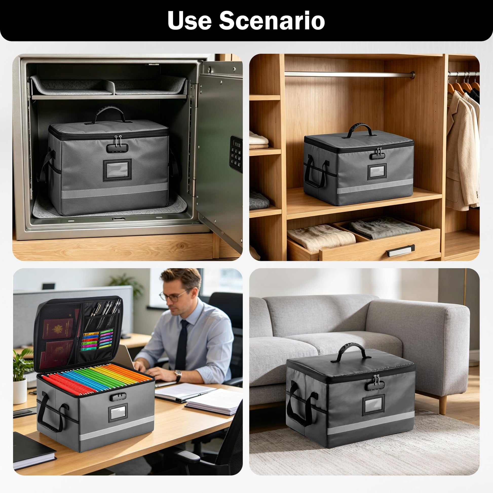 EXLIFBAG Fireproof File Organizer with Lock, 1 Layer