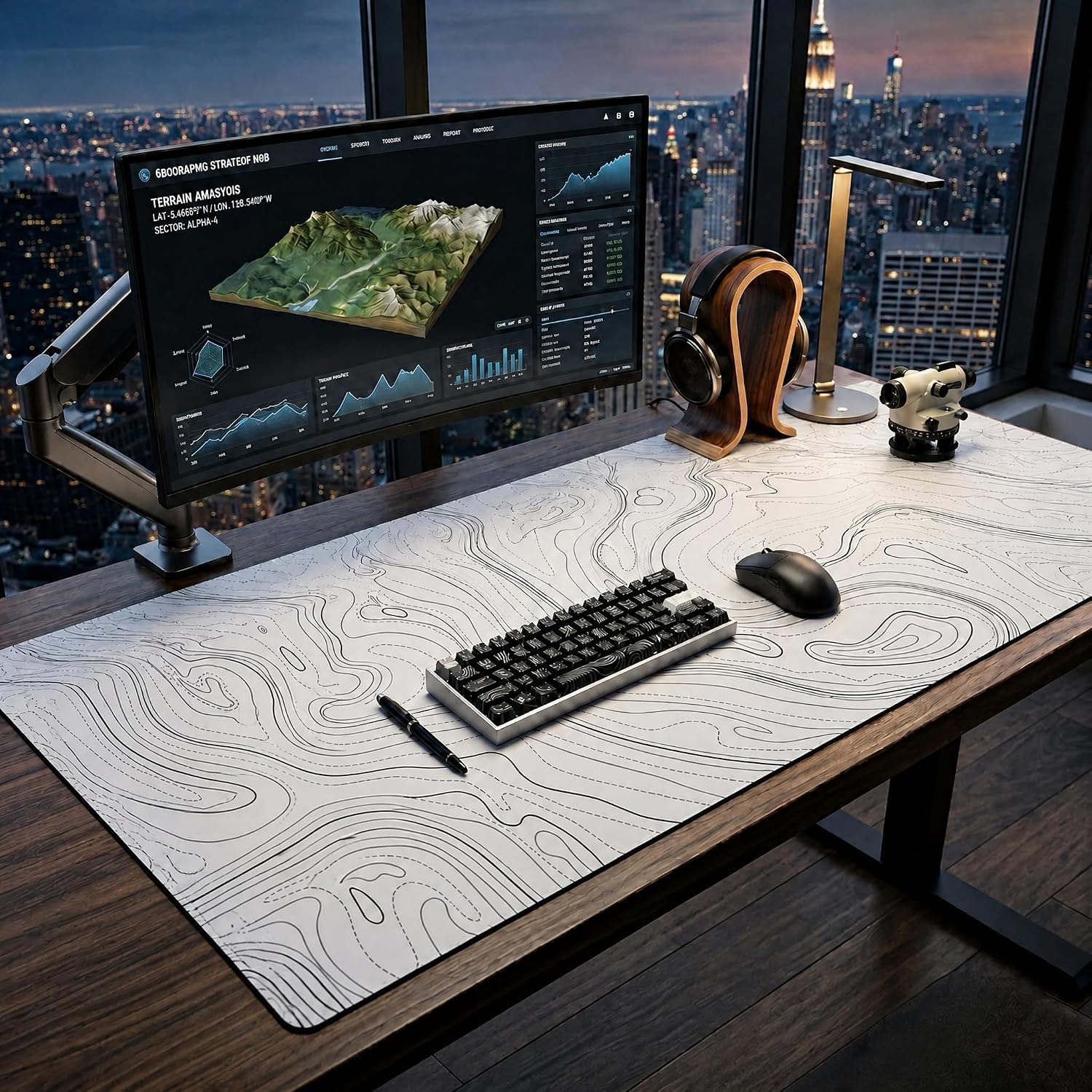 Topographic 3XL Huge Mouse Pad-Oversized (48''x24'') for Full Desk Gaming