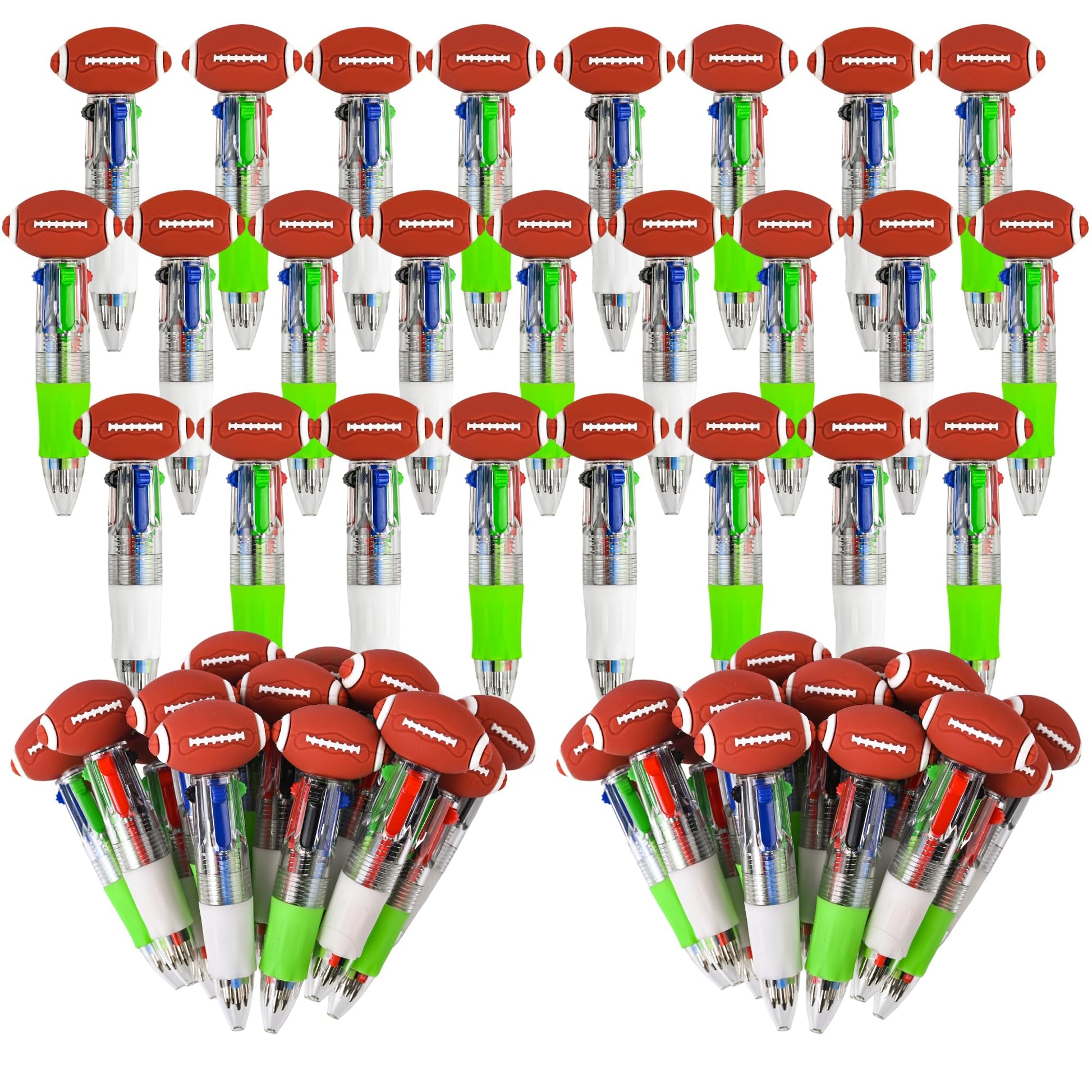 LiYiQ 50 Pcs Football Multicolor Pen in One Cartoon Cute Fun 4-in-1 Cute Pens Bulk Kawaii Football