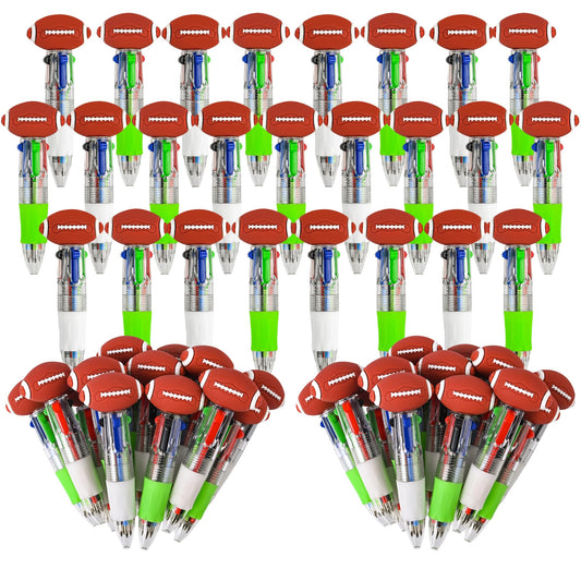 LiYiQ 50 Pcs Football Multicolor Pen in One Cartoon Cute Fun 4-in-1 Cute Pens Bulk Kawaii Football