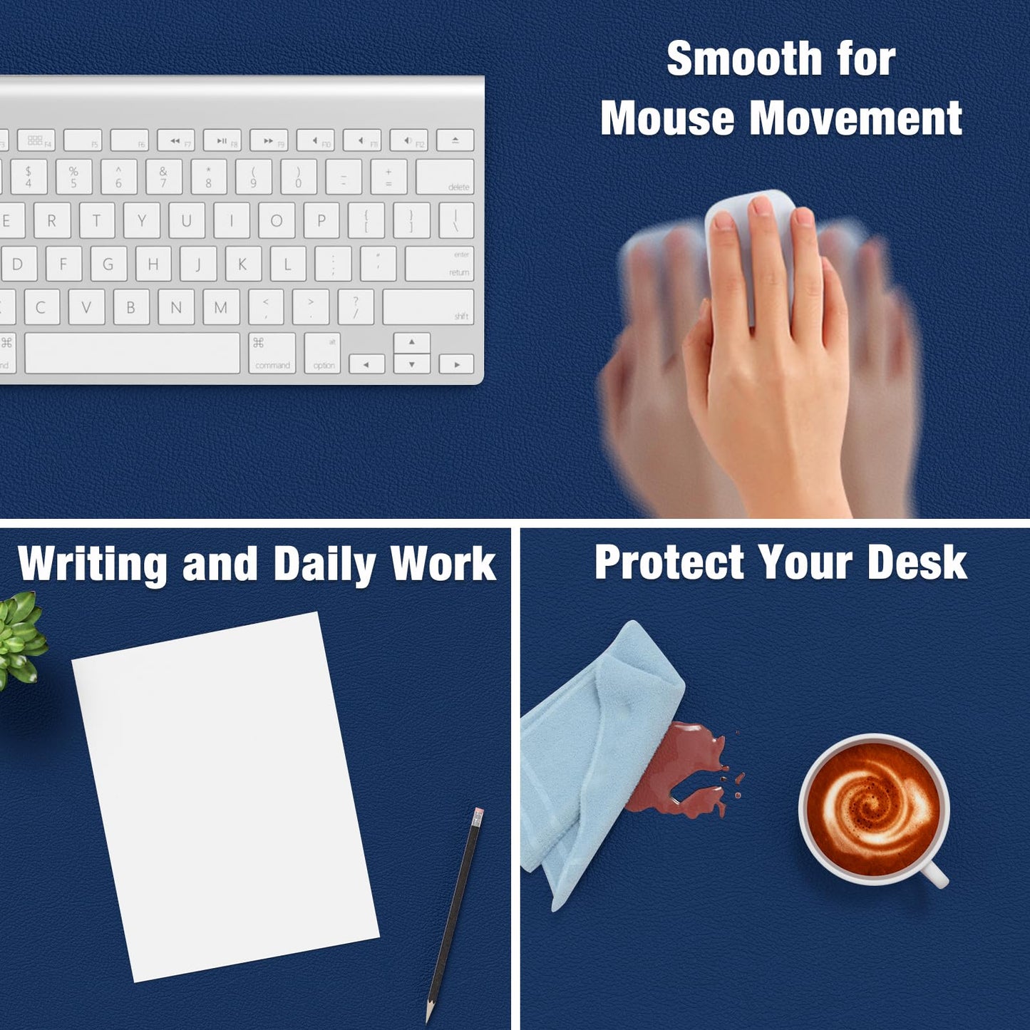 Hsurbtra Desk Pad, 35.5" x 17" PU Leather Desk Mat, XXL Extended Mouse Pad, Waterproof Desktop