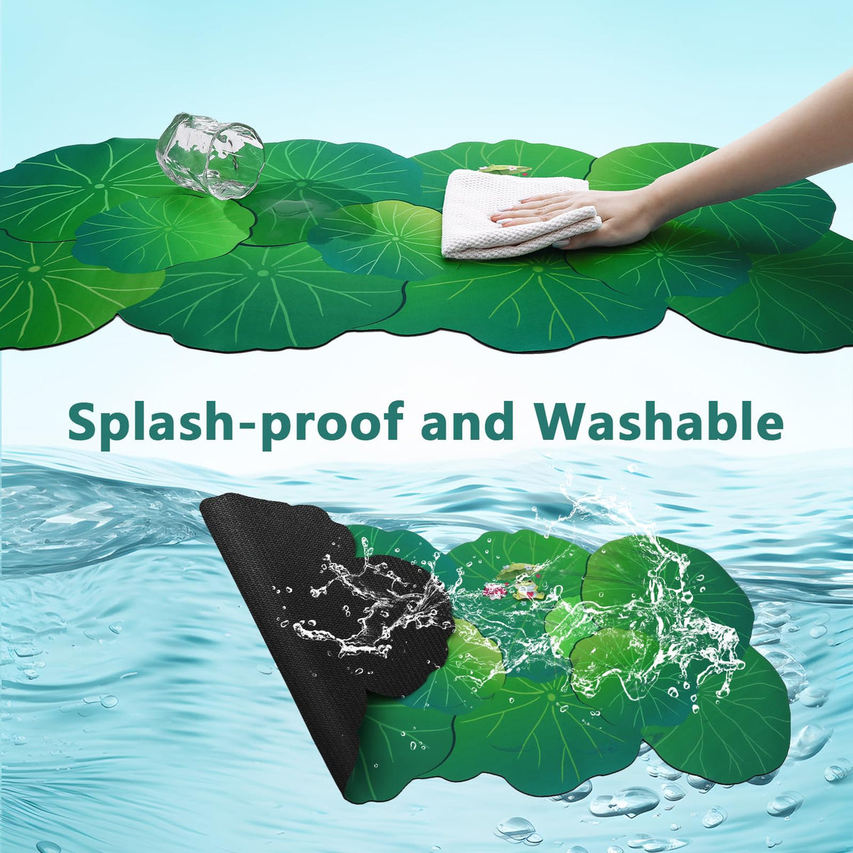 HAOCOO Frog Scalloped Desk Mat, Non-Slip Large Mouse Pad for Office(Green)