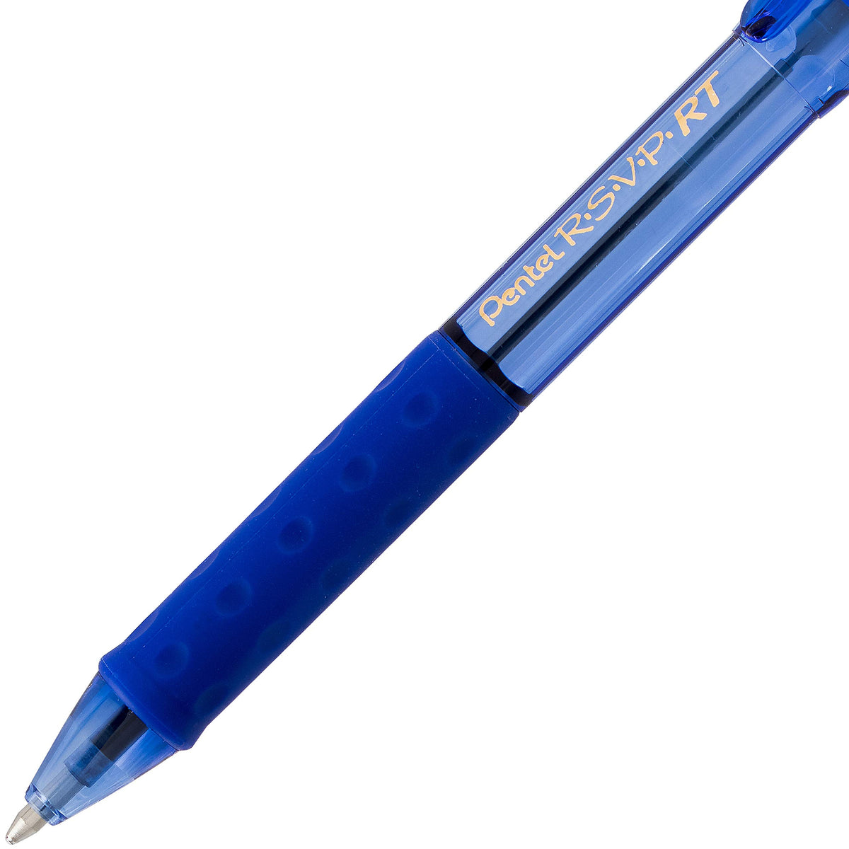 Pentel RSVP RT Colors Retractable Ballpoint Pen, (1.0mm) Medium Line, Barrel, Blue Ink, Box of 12