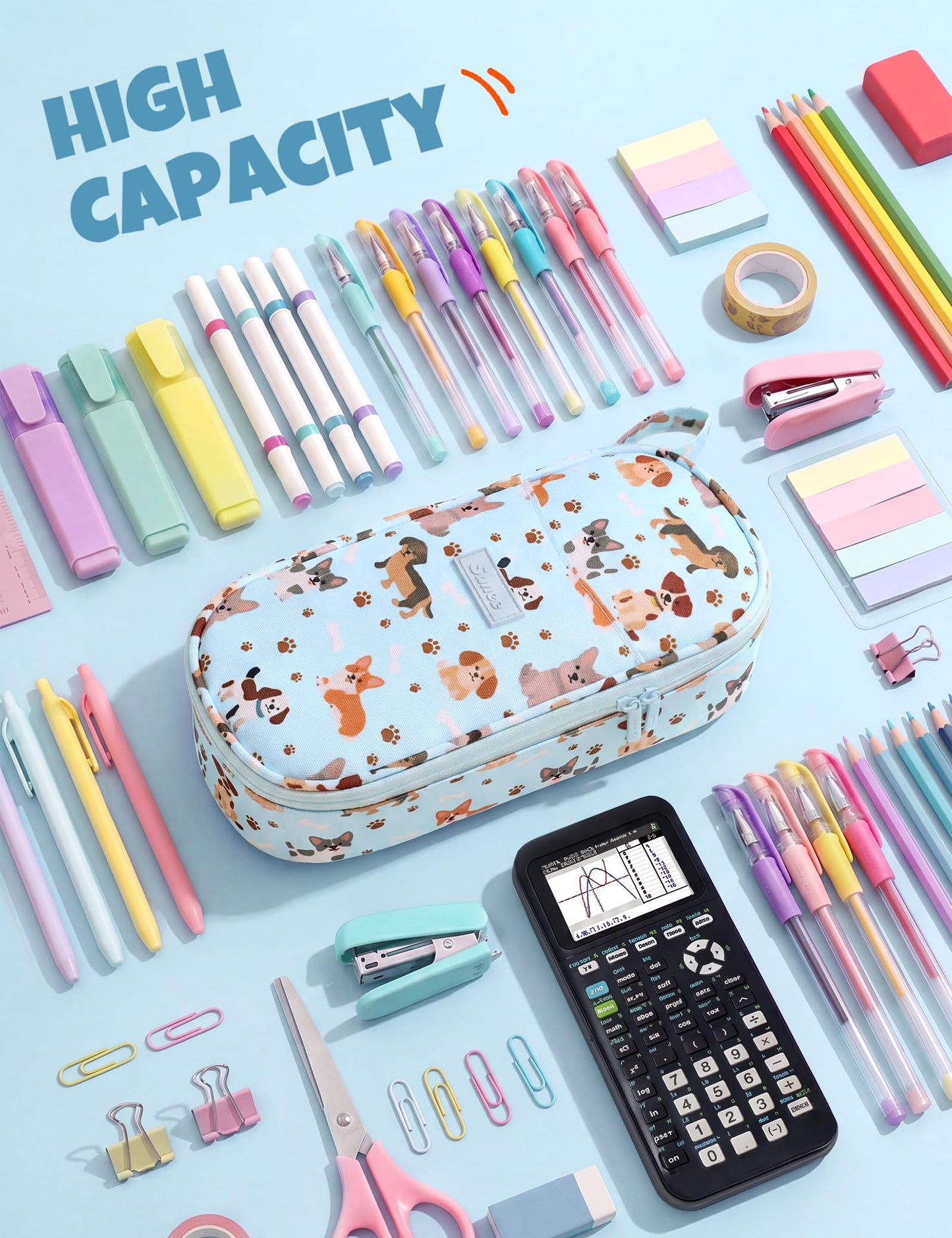 SUNEE Cute Pencil Case, Large Pencil Pouch, Aesthetic Big Pencil Bag with Zipper, Kawaii Stationery