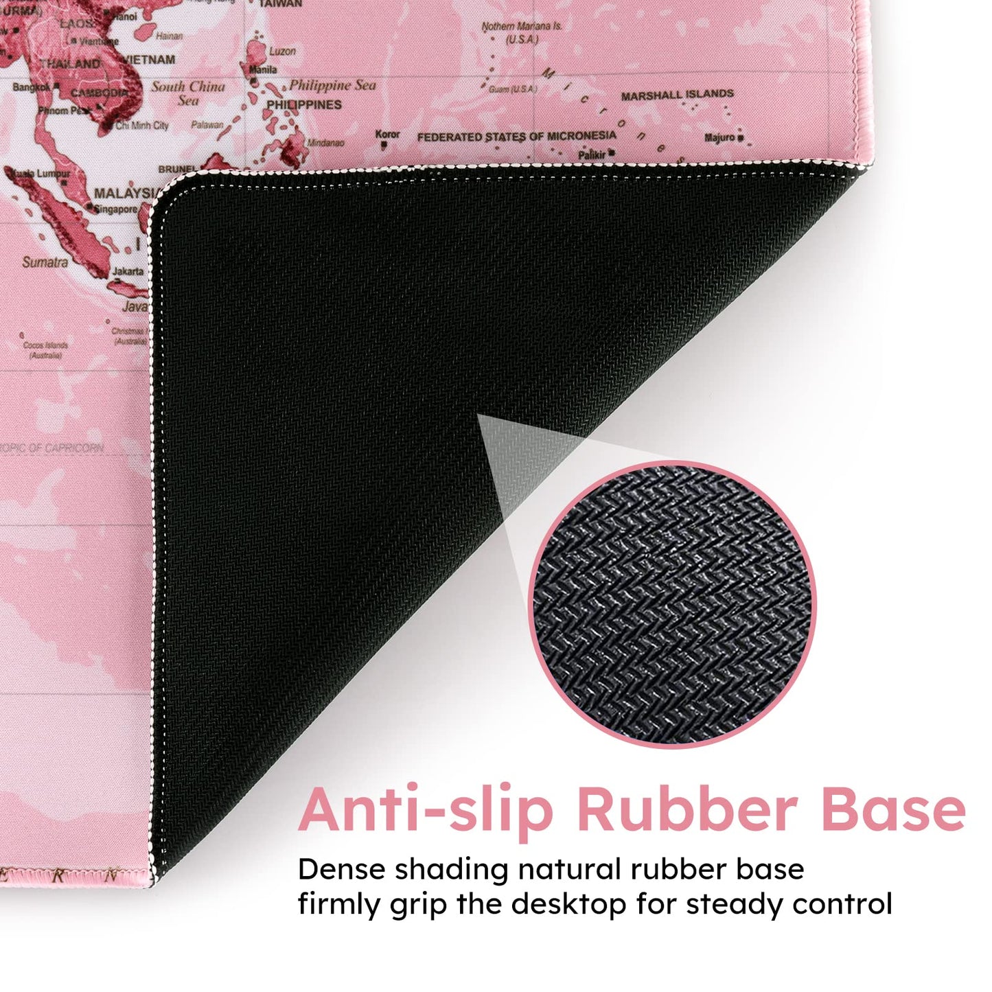 iCasso Gaming Mouse Pad,35.4x15.7 in Desk Pad,Pink World