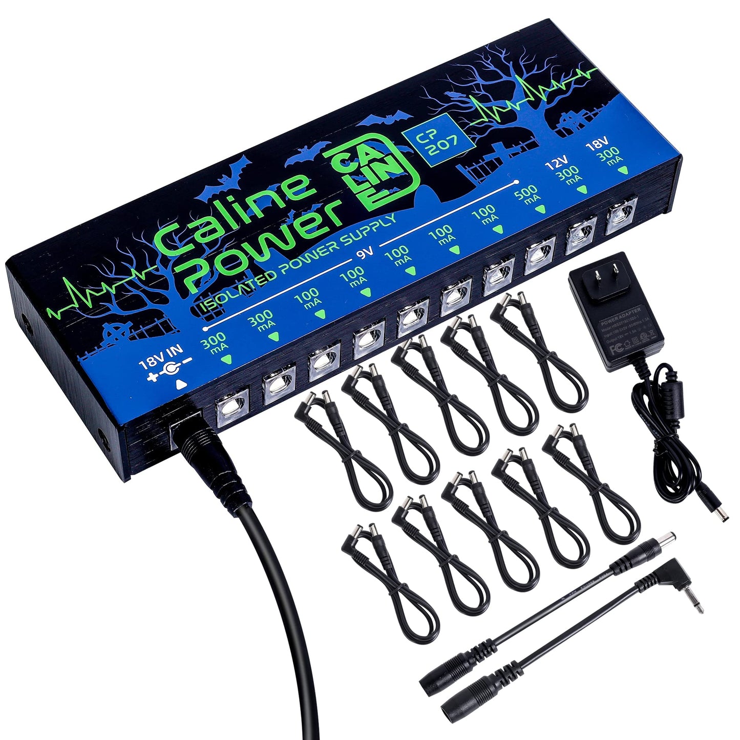 Caline CP-207 Guitar Pedal Power Supply, True Isolated Pedal Board Power Supply with 10 Totally