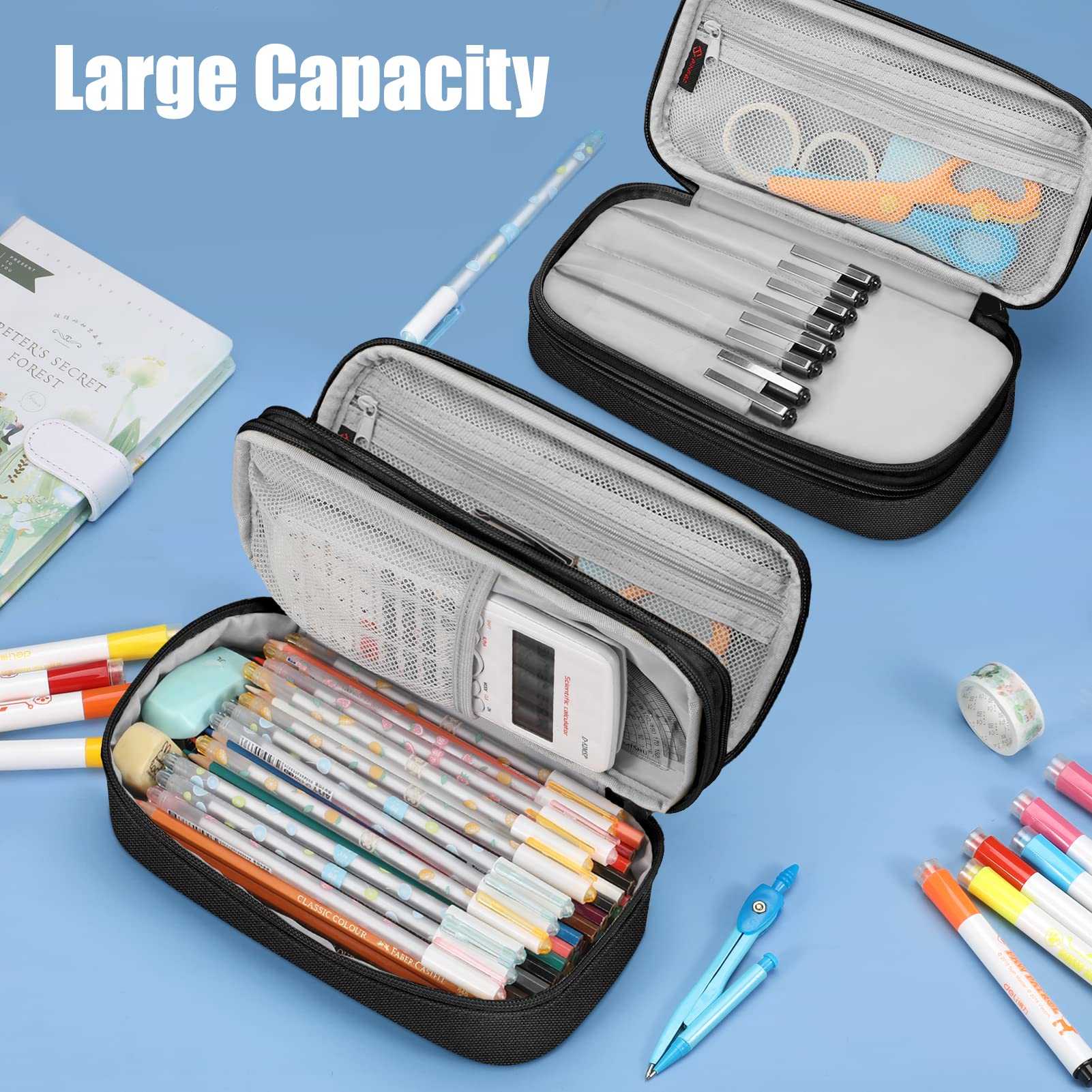 FINPAC Pencil Case, Large Capacity Pencil Box Pen Pouch
