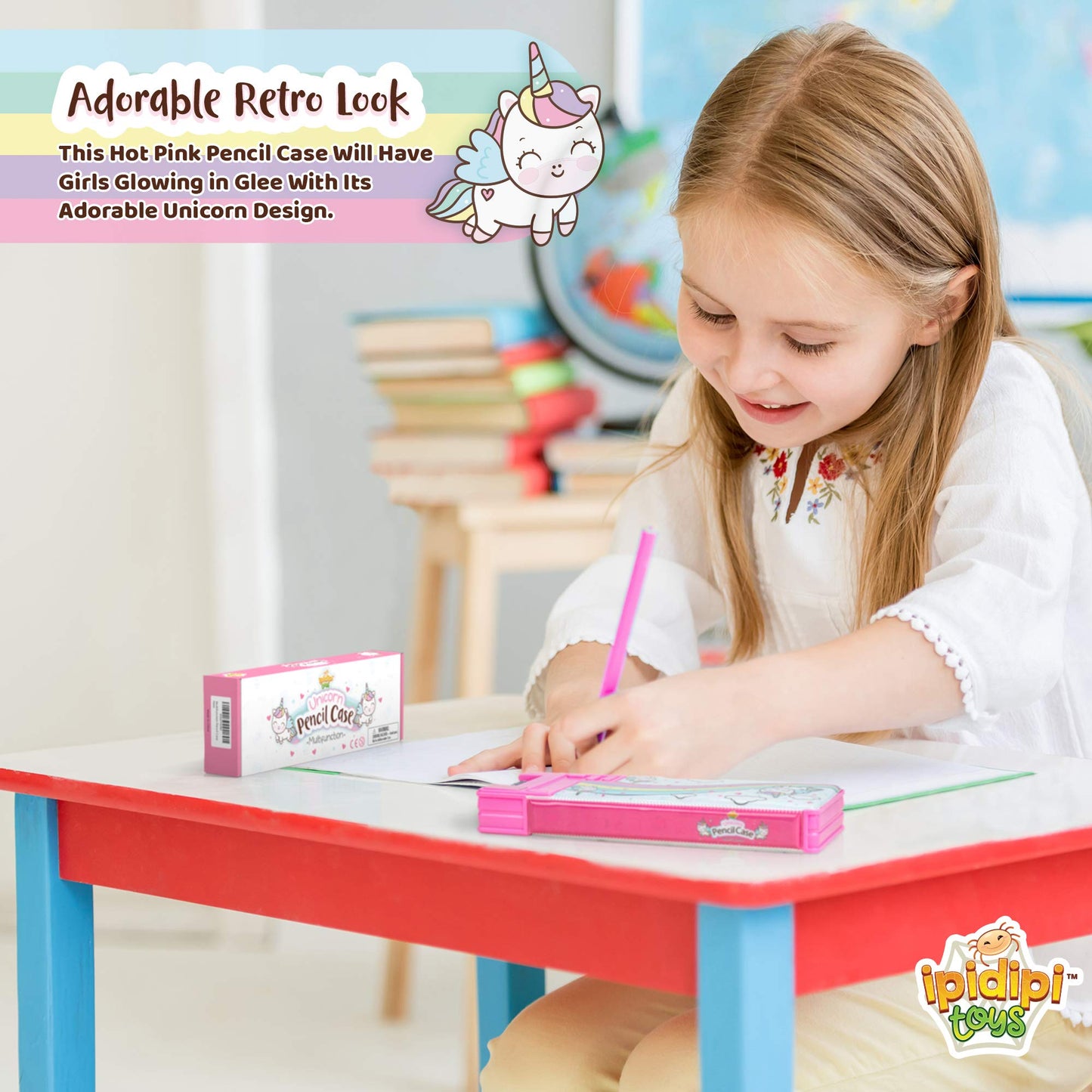 IPIDIPI TOYS Unicorn Pop Up Pencil Case for Girls – Multifunctional Stationery Box with Calculator