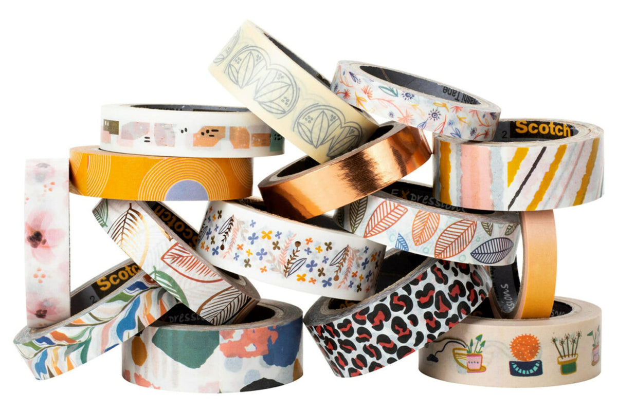 Scotch Washi Tape, Whimsical Design, 15 Rolls, Great for Bullet Journaling, Scrapbooking and DIY