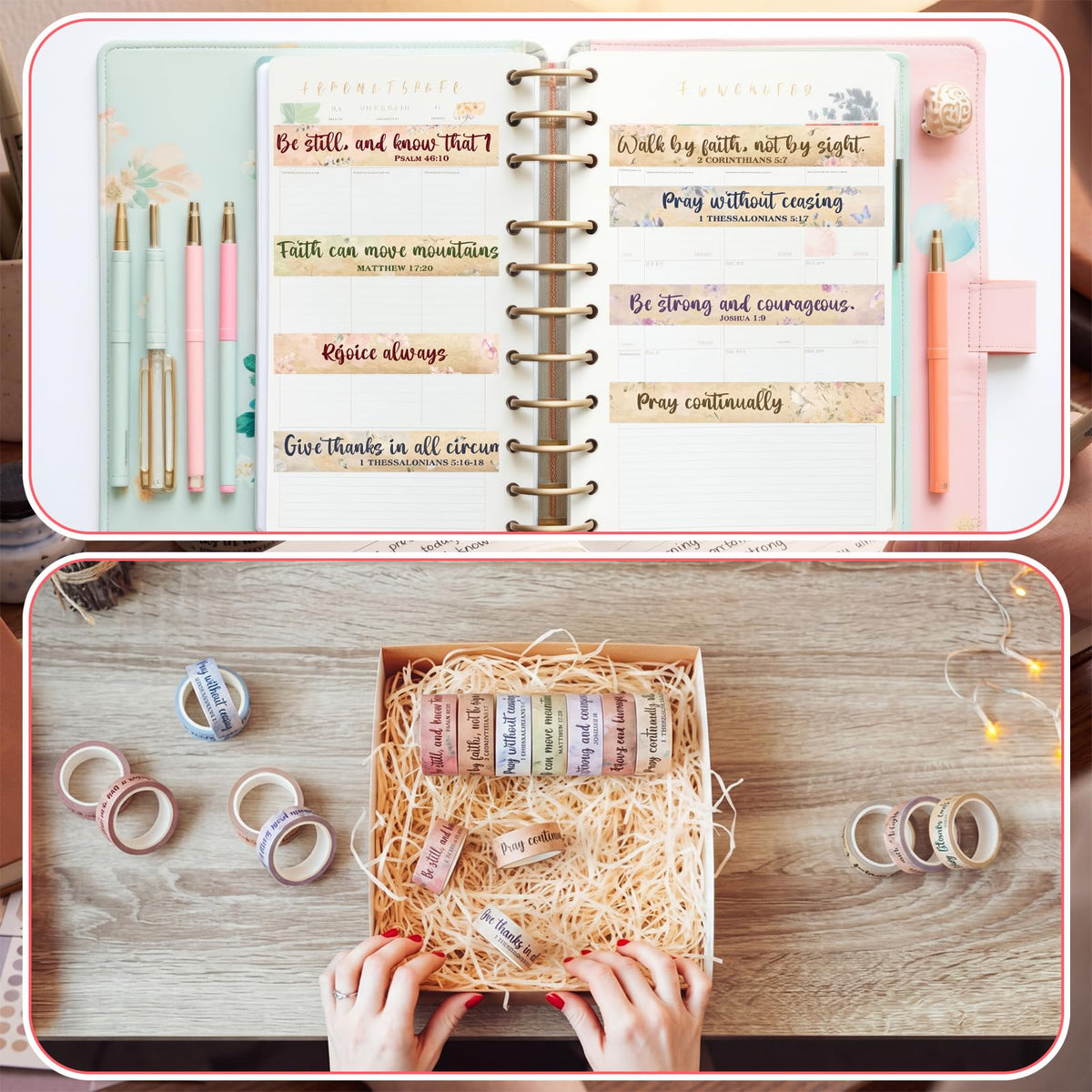 Janlaugh 24 Rolls Christian Washi Tape Gifts for Bible Journaling, Retro