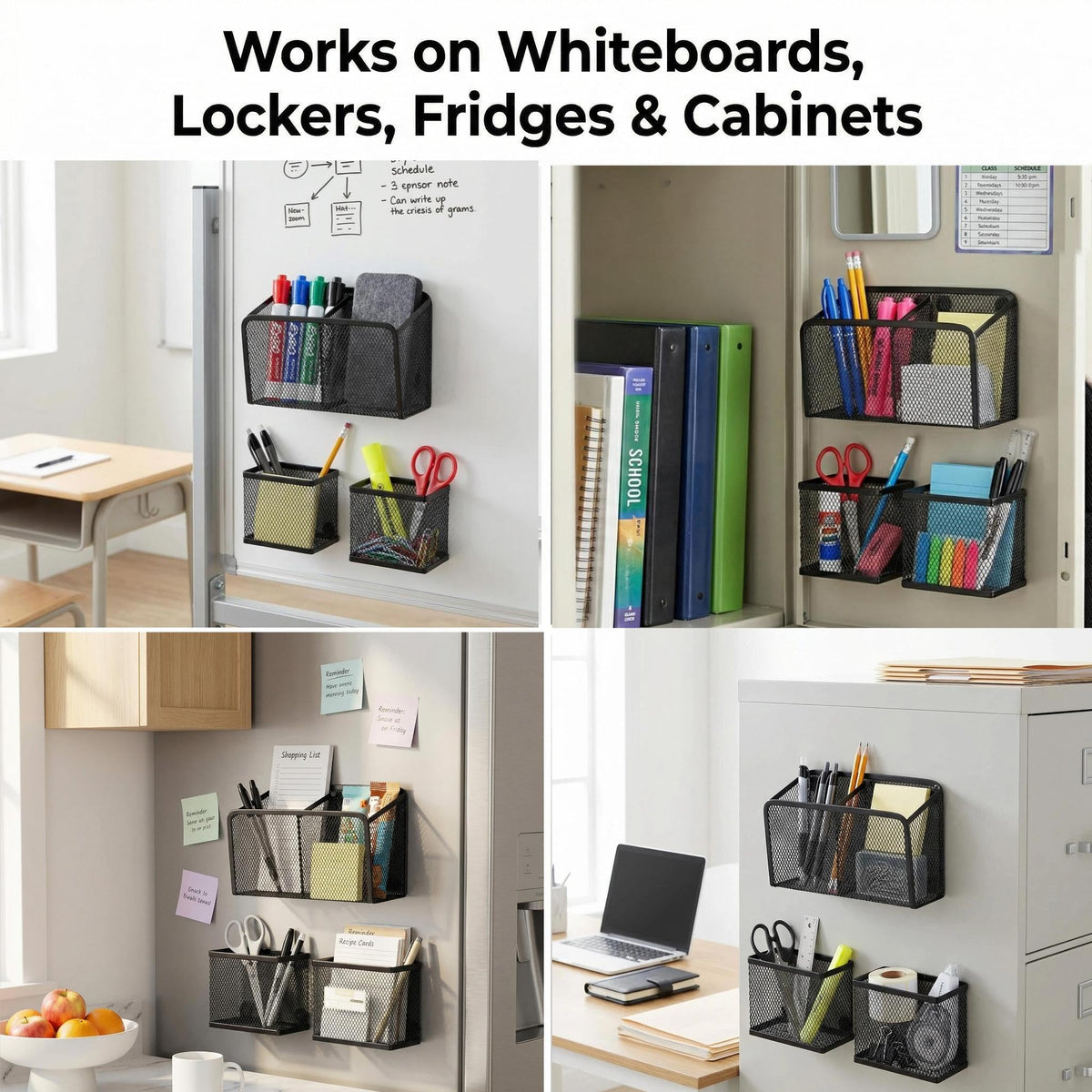 Neudeco Magnetic Locker Organizer, Set of 3, Black
