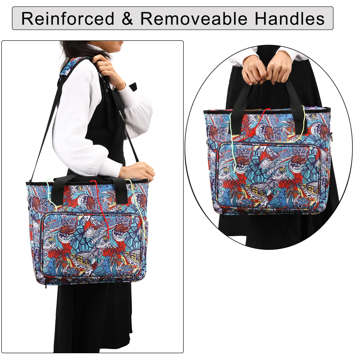 LOOEN Yarn Knitting Storage Tote-Large Capacity Crochet Organizer Portable Travel Bag with Shoulder