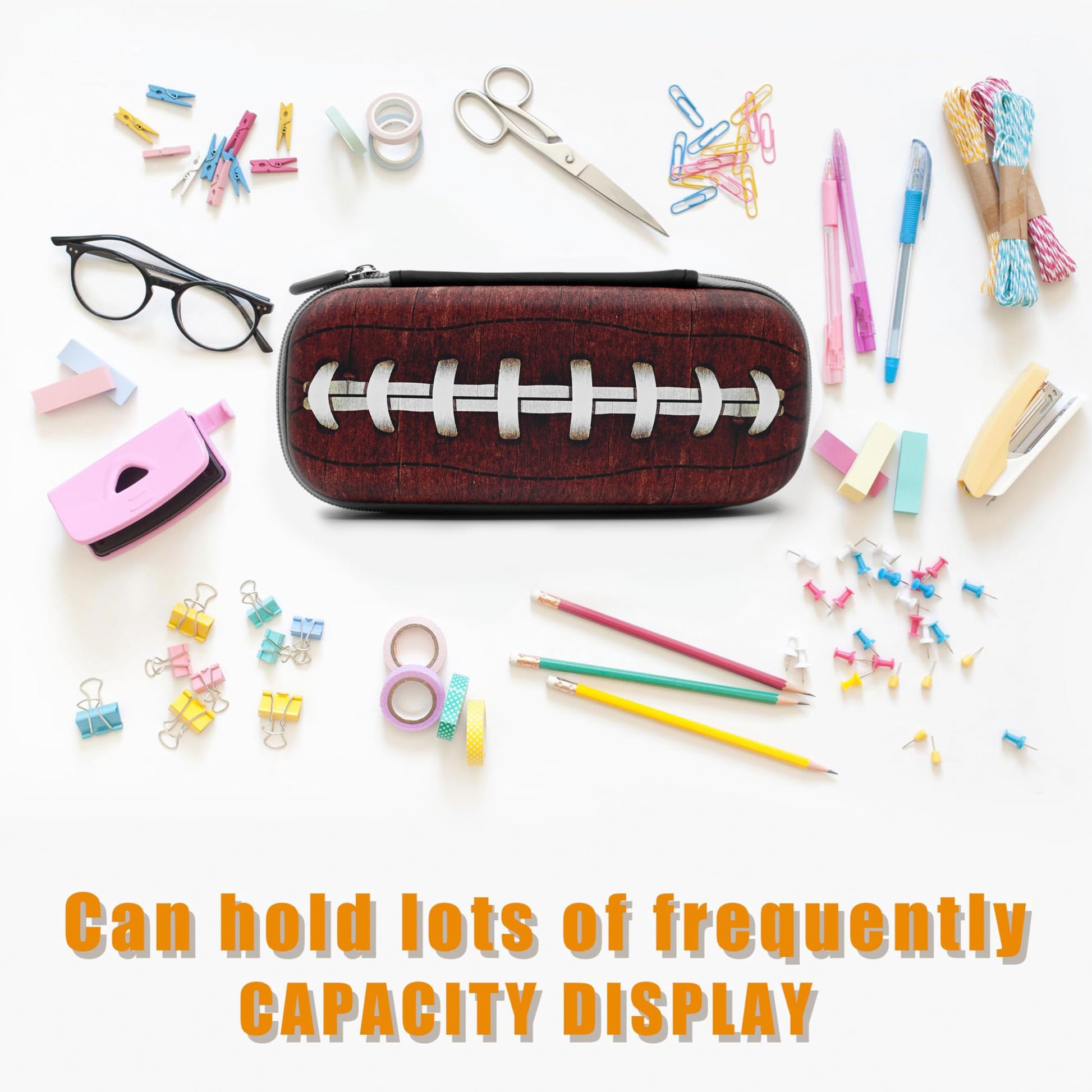 WtallasiSei Football Pencil Case Zip Pencil Box Multi Pouch Holder Desk Organizer For Boys Girls