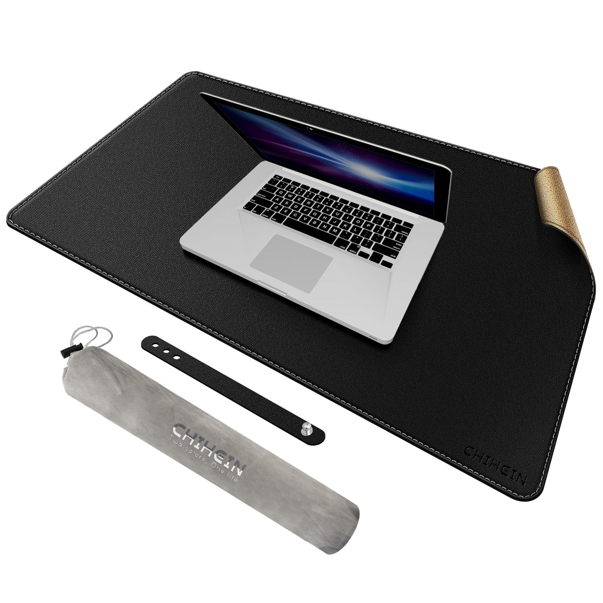 Chihein 32" x 20" Desk Mat with Cork & PU Leather, Dual Sided Desk Pad, Waterproof Computer Desk