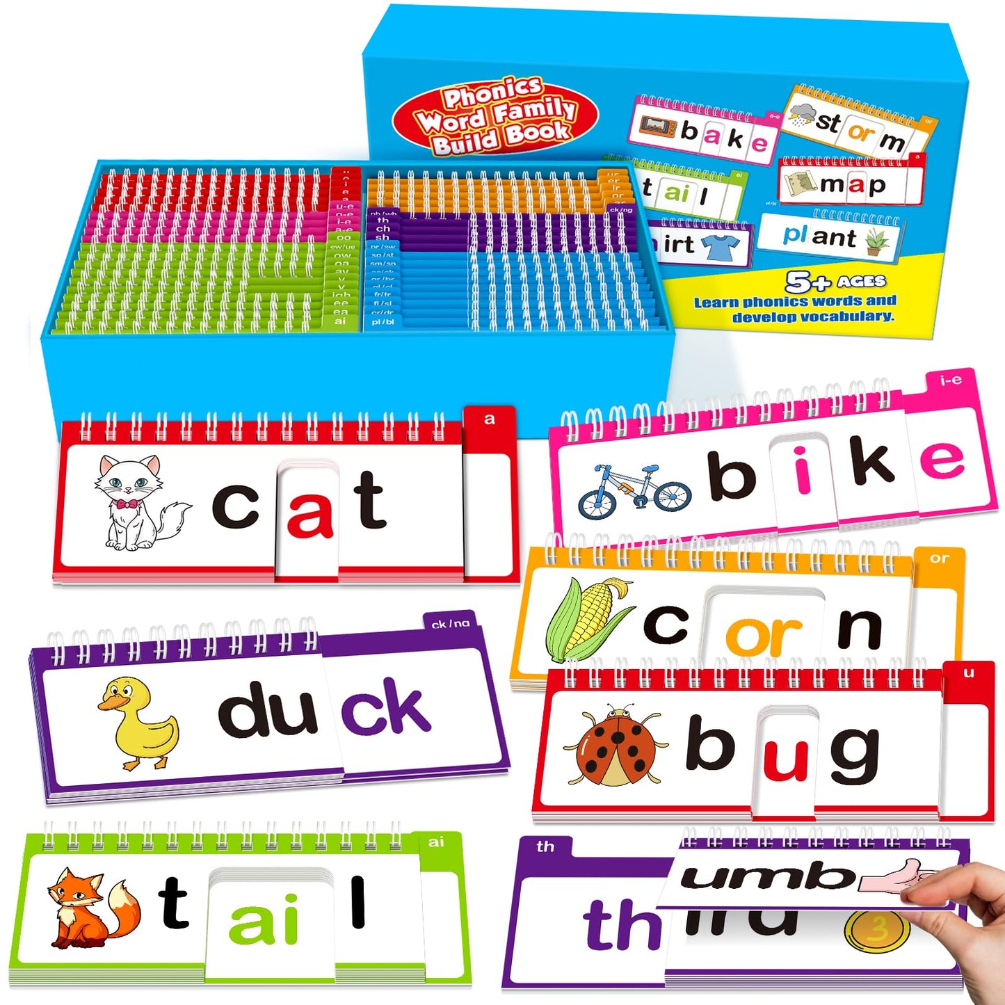 40 Read and Rhyme Flip Books,53 Phonics Word Family Build Book Learn to Read Phonics Flash