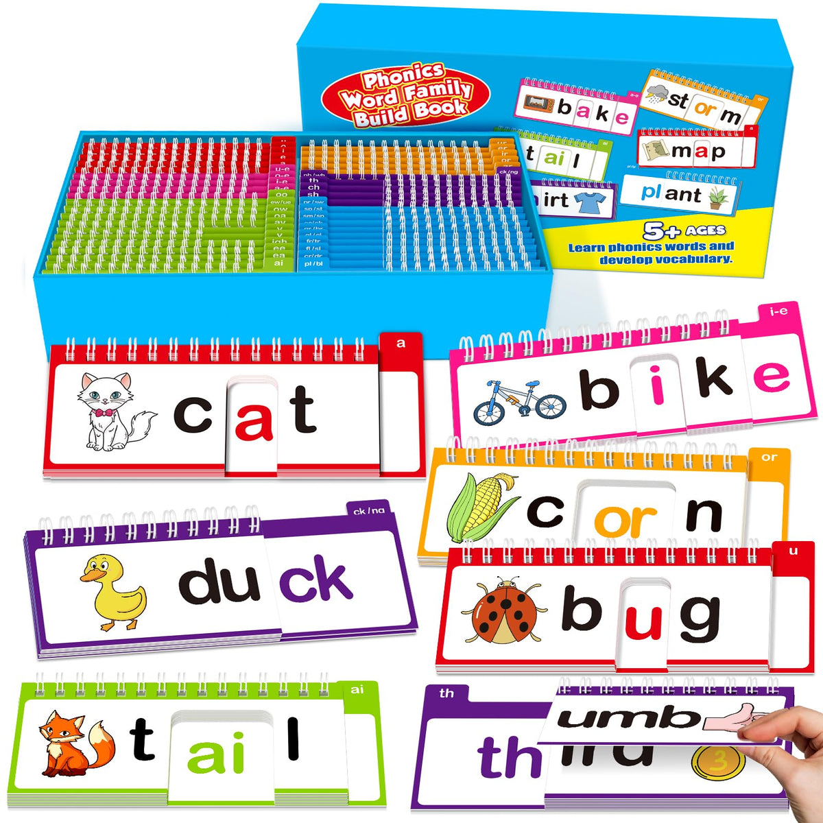 40 Read and Rhyme Flip Books,53 Phonics Word Family Build Book Learn to Read Phonics Flash