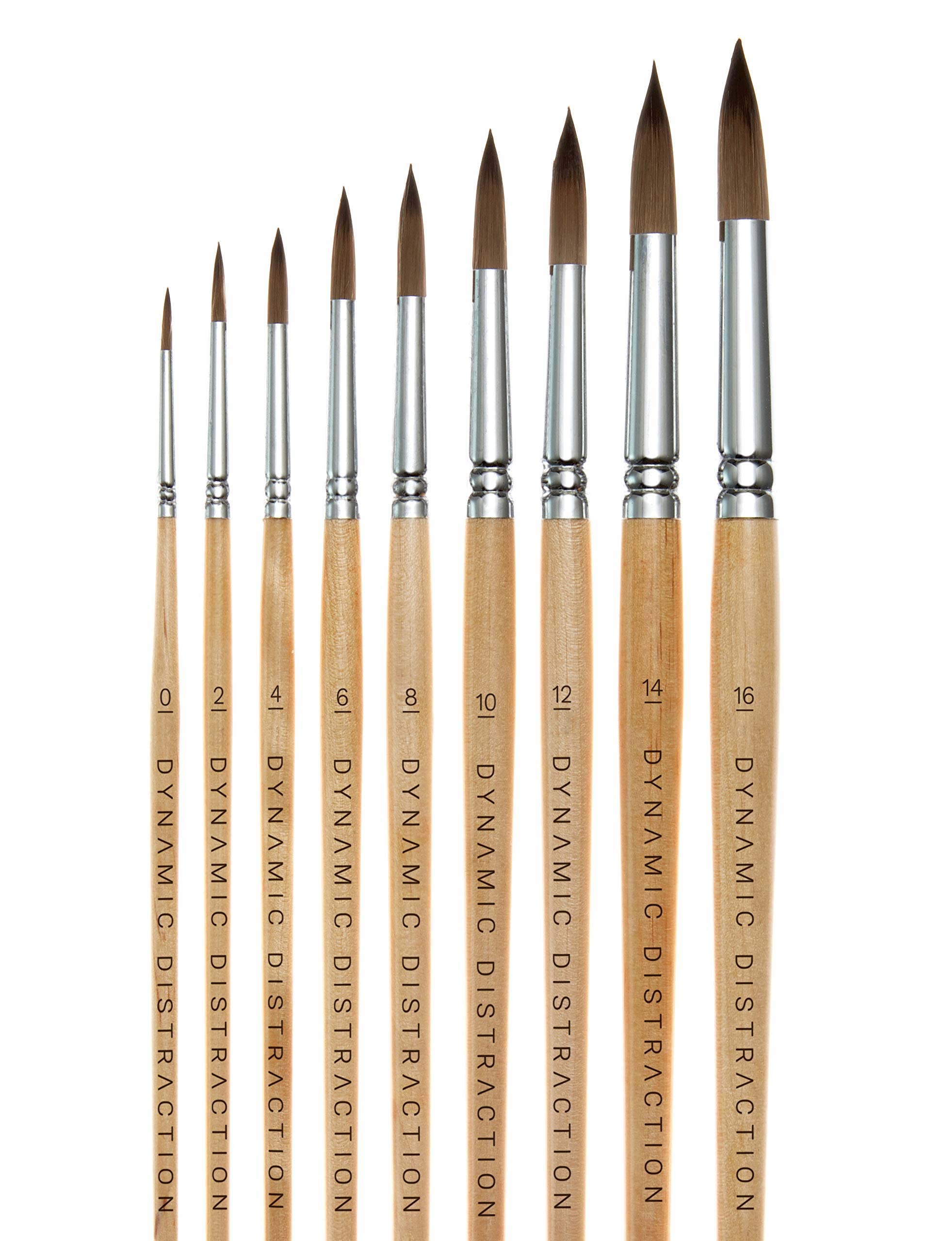 Dynamic Distraction Watercolor Brushes for Painting - Round Water Color Paint Brush Set of 9