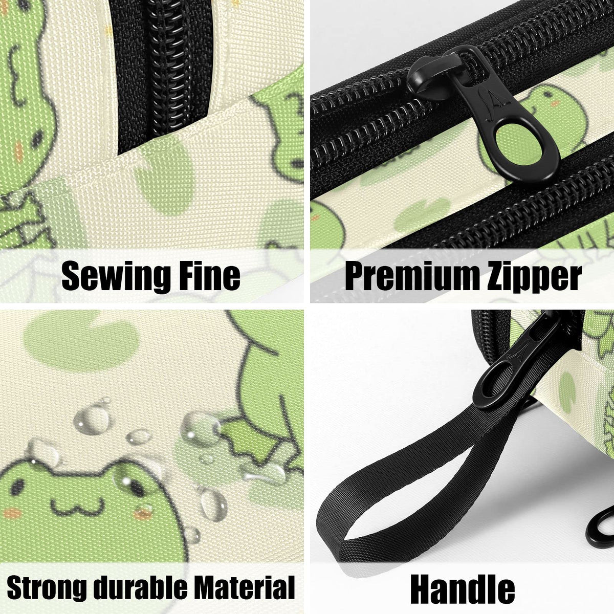 Fustylead Cute Frog Big Capacity Pencil Pen Case, Multi-Purpose Makeup Bag Organizer Storage Pouch