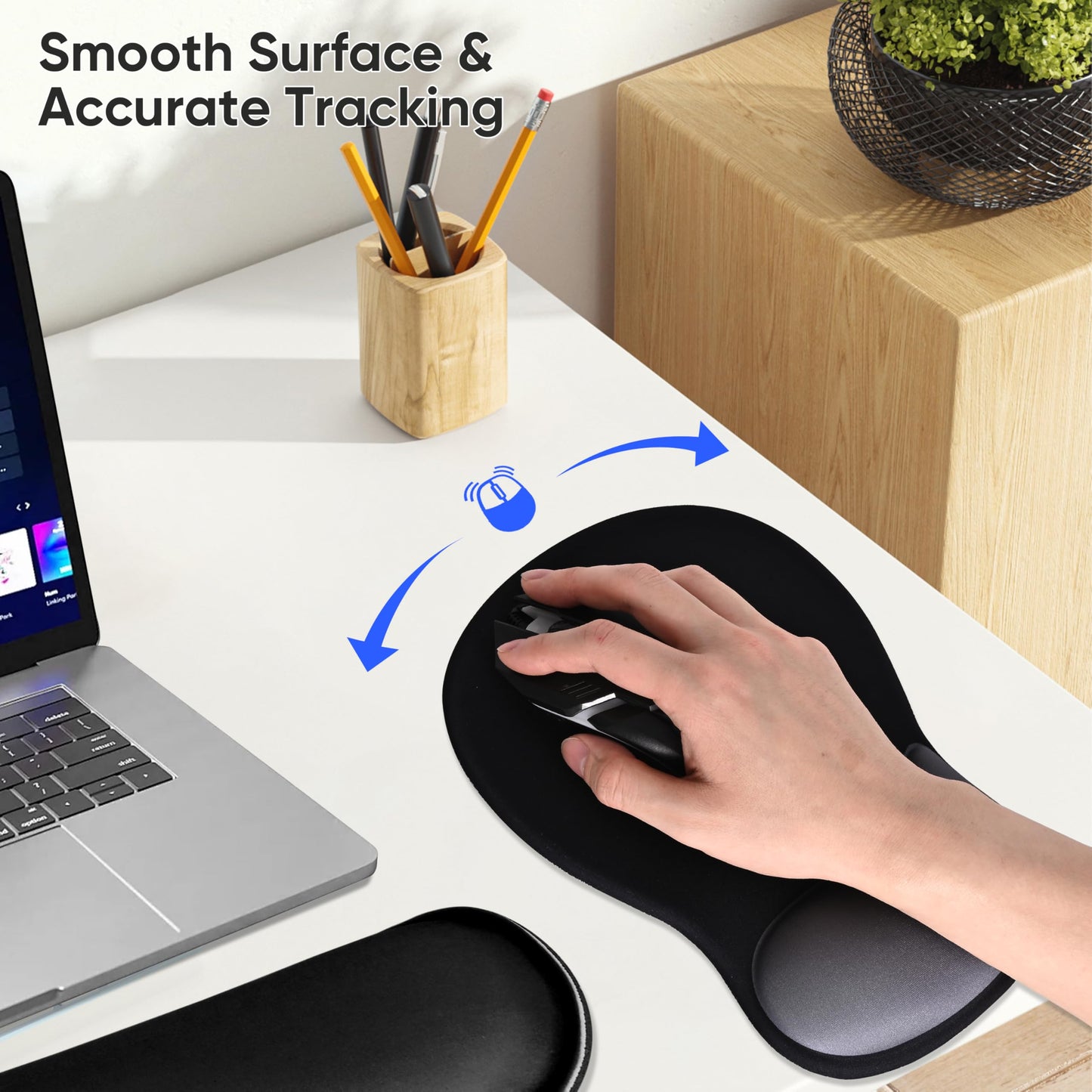 WINTOJO Wrist Rest Support for Mouse Pad Keyboard Set Circle Coaster Gaming Mouse Pad Ergonomic Gel