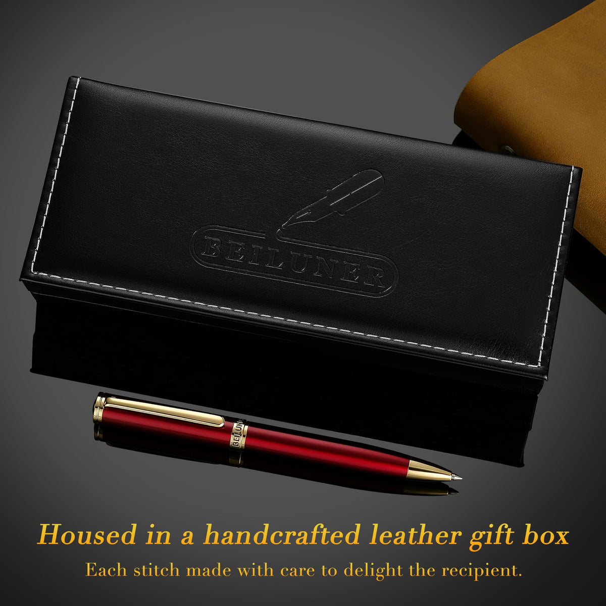 BEILUNER Red Lacquer Gel Pen With 24K Gold Finish, Retractable Pens, Gift Pen Set, Professional