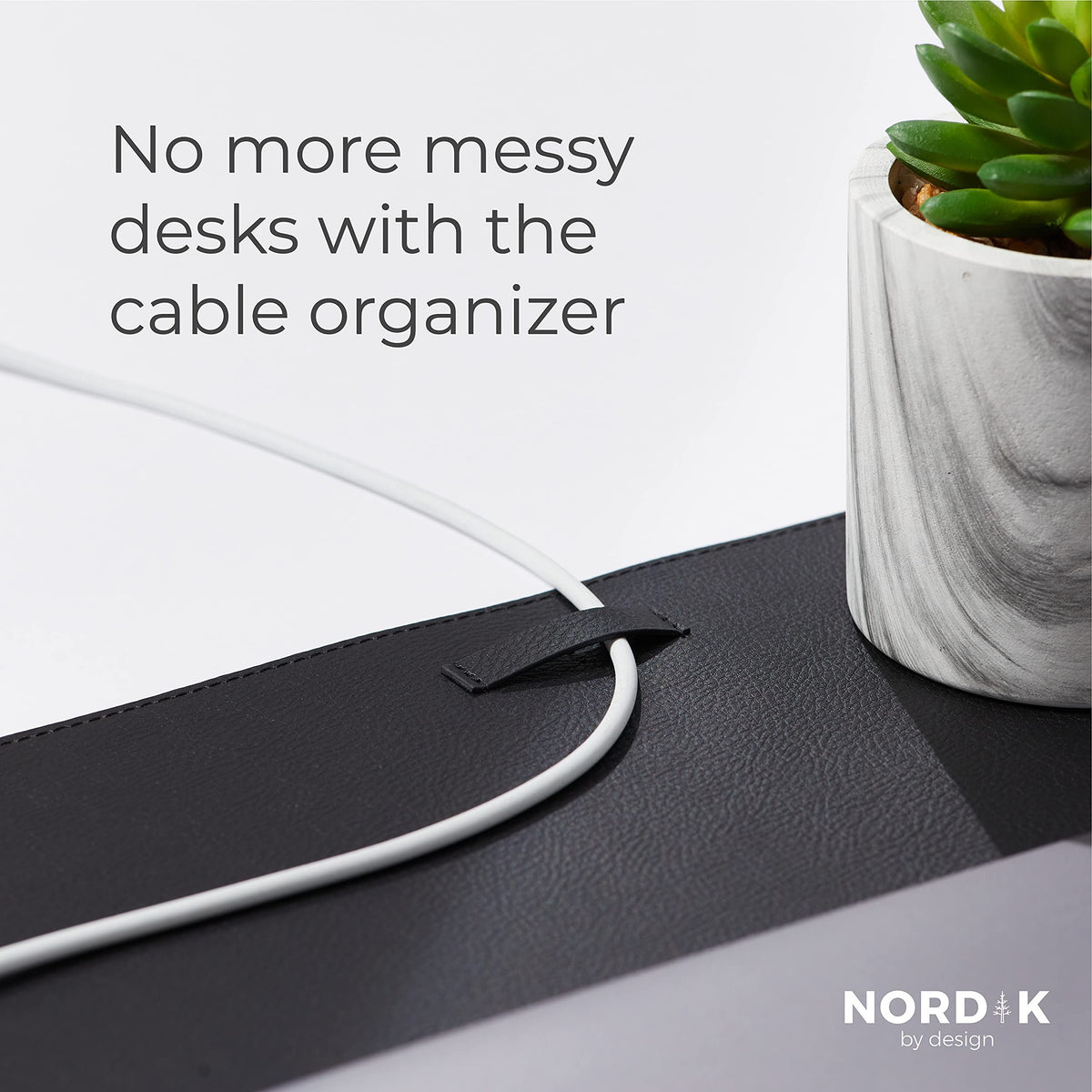 Nordik Leather Desk Mat - Pebble Black - Large Leather Desk Pad 35x17 in