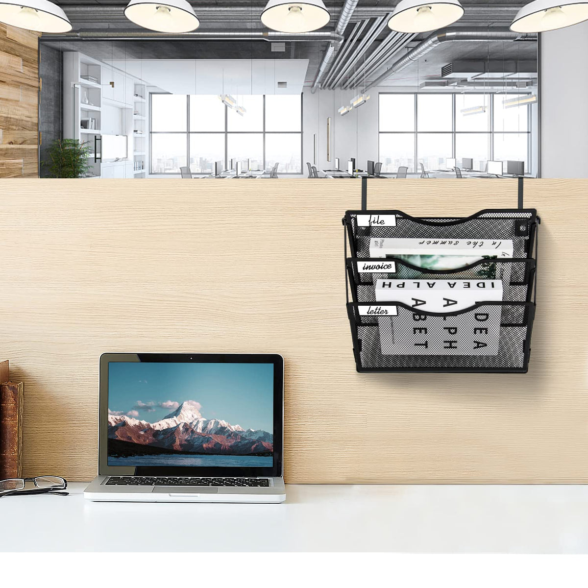 BOHDK Wall File Organizer 3 Pockets, Mail Organizer, Hanging Folder Holder, Foldable | Hanging or