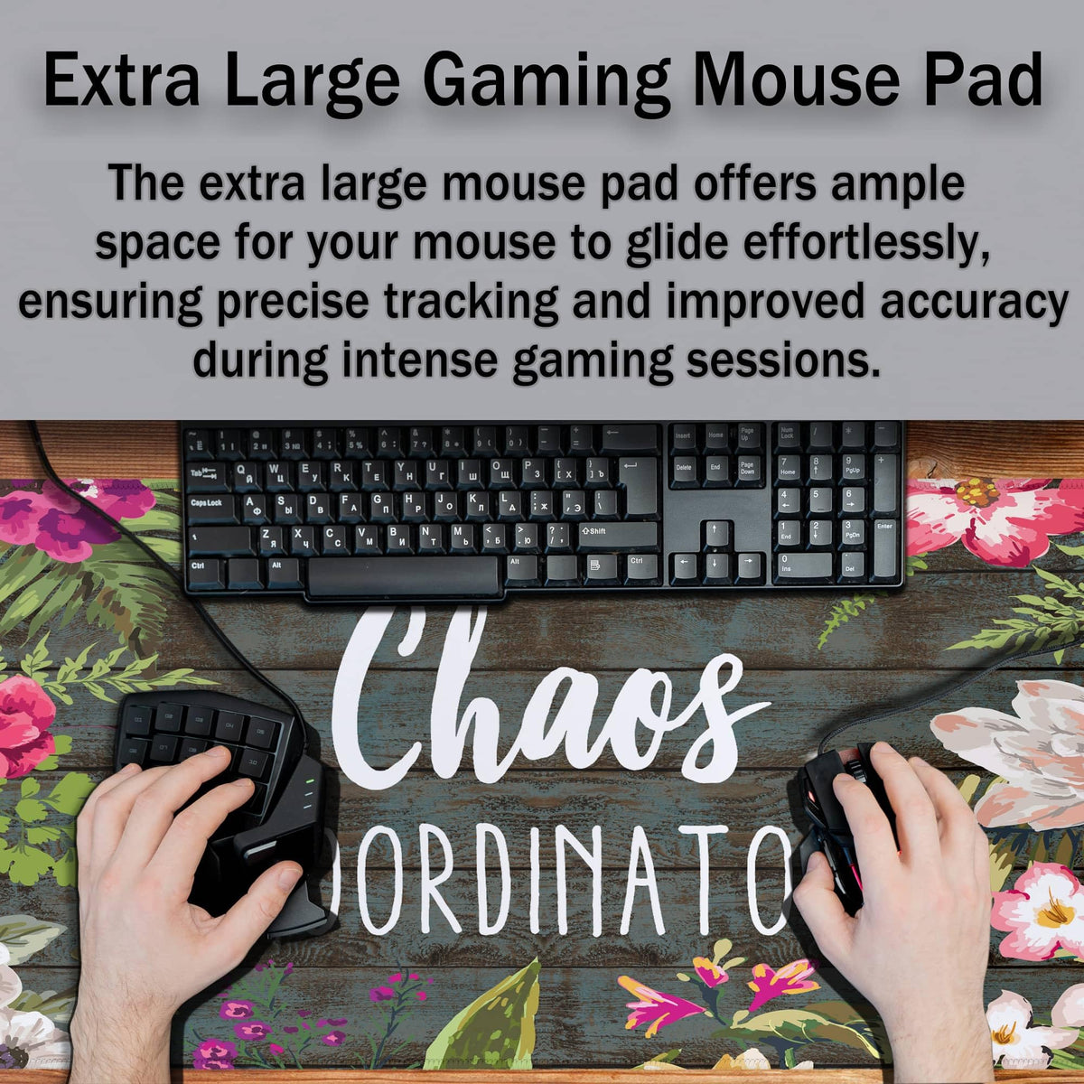 Samgula Keyboard Pad Floral Desktop Pad Big Mouse Pads XXL Mouse Pad Gaming Mouse Mat Waterproof