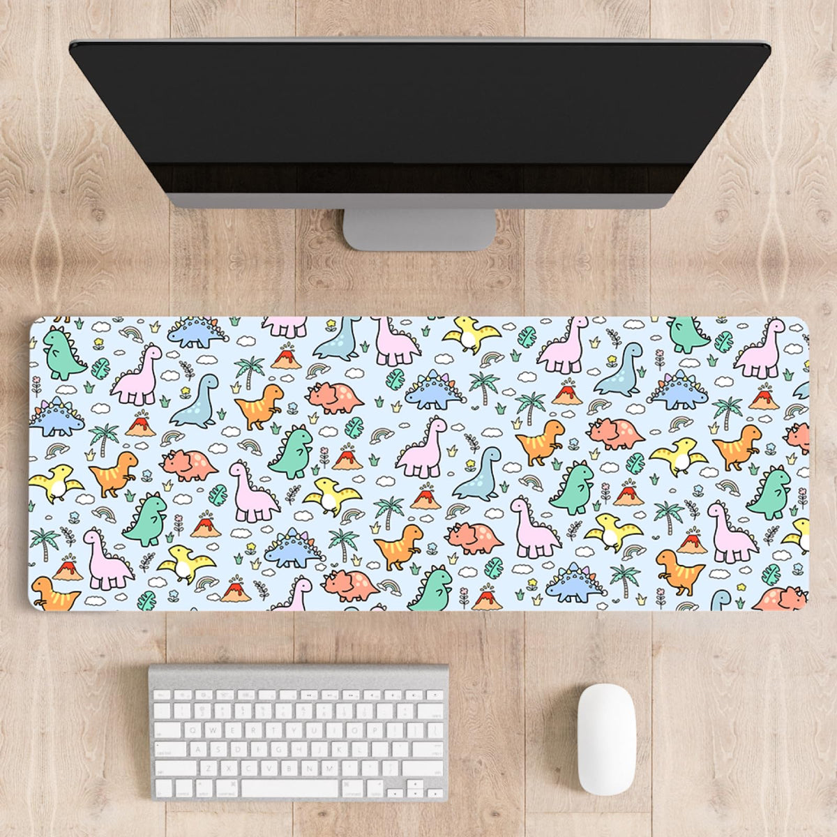 Stanoha Cute Desk Mat for Keyboard Desktop Extra Large Mouse Pad, Dinosaur