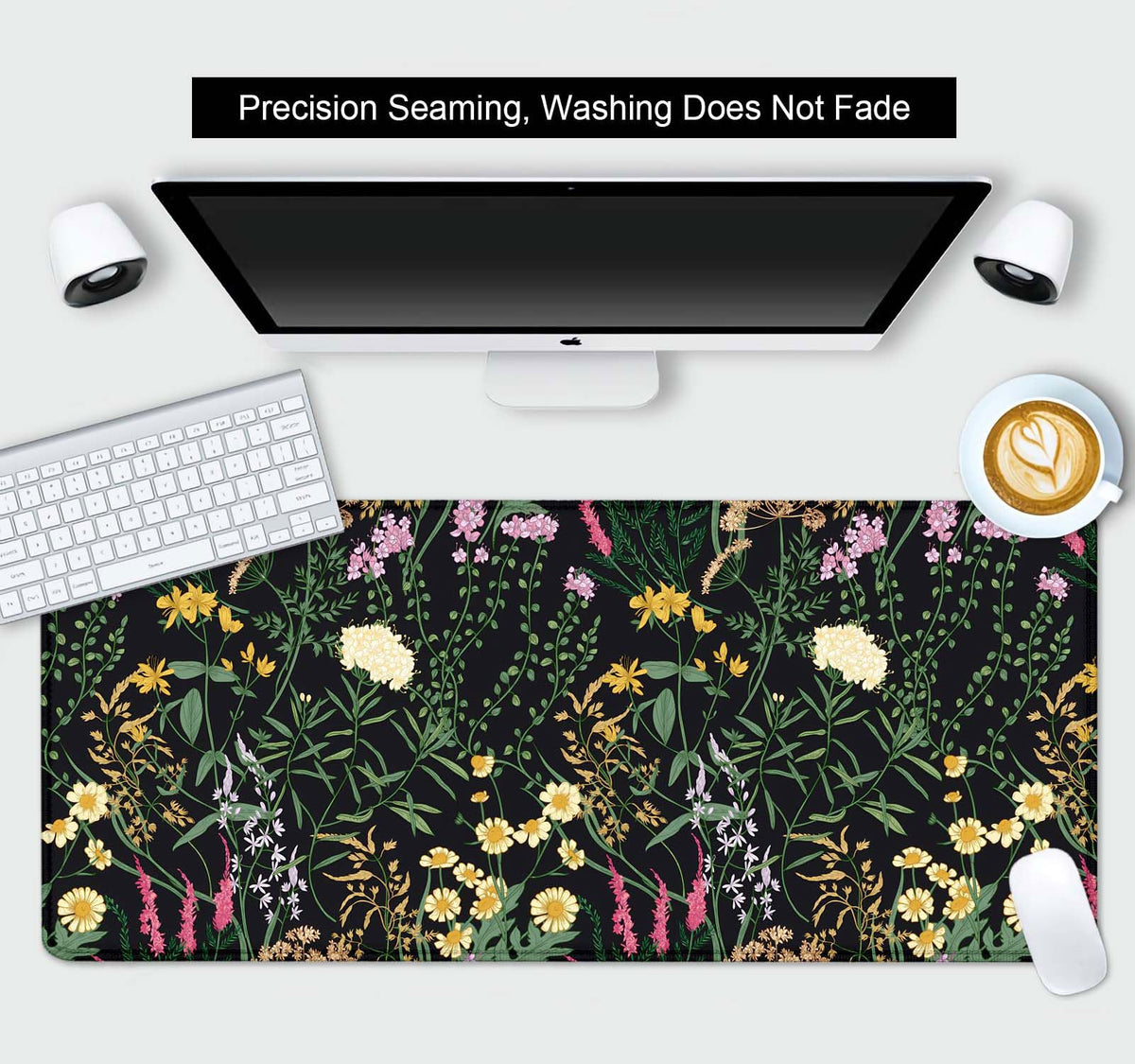 SXCKANG Botanical Colorful Flowers Gaming Desk Mat, Blooming Herb Floral Plants XXL Large Mouse