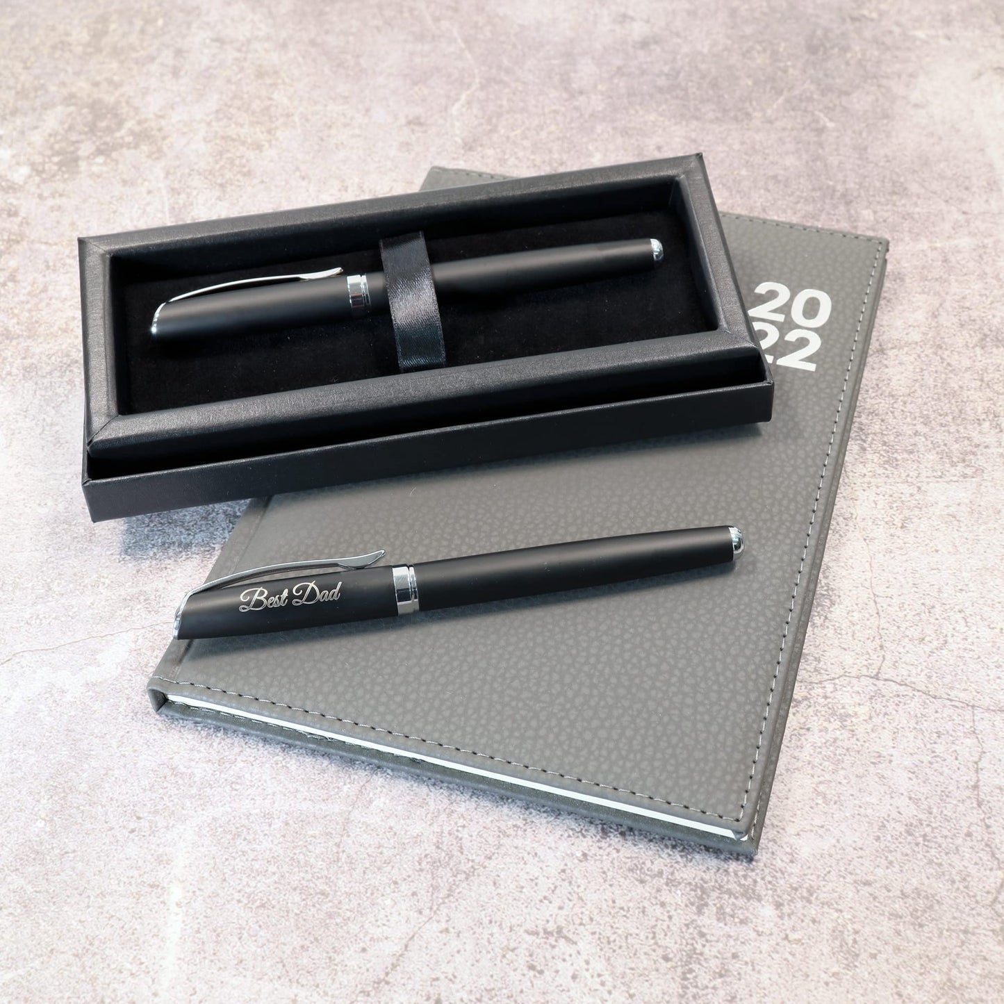 Personalised Custom Premium Satin Black Metal Fountain Pen + Gift Box | Design A Truly Unique