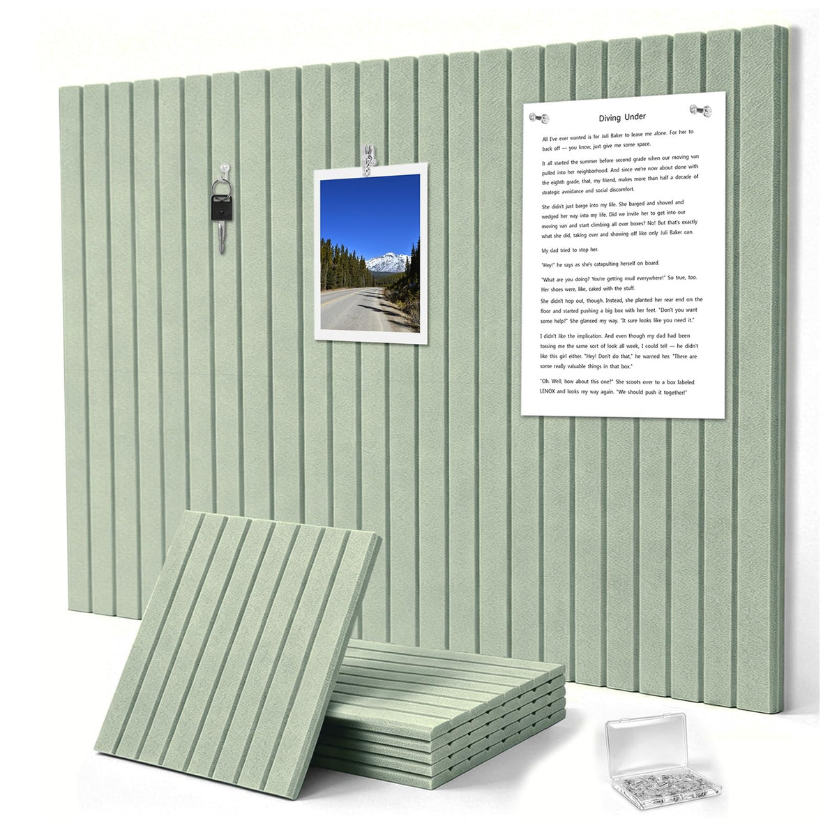 G Gamit 0.47" Thick Felt Pin Board 36"x24" Large Cork Board Alternative 6 Pack 11.81"x11.81"Felt