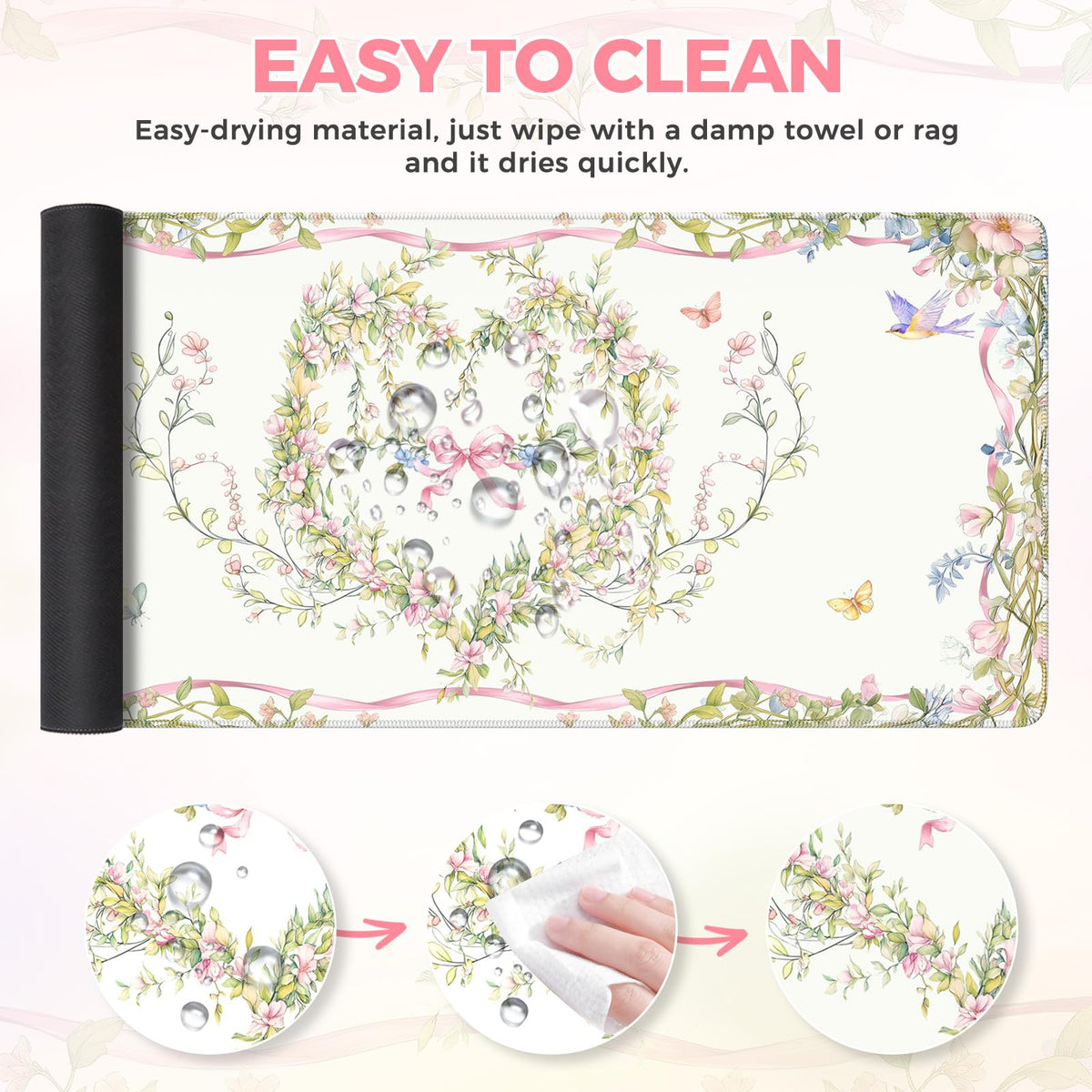 iCasso Desk Matt for Desktop,Cute Desk Pad,White