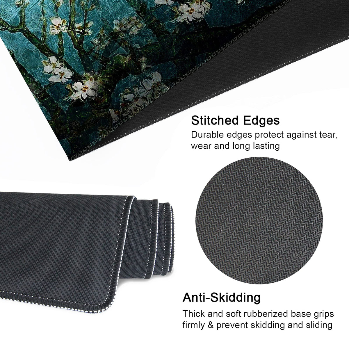 Meffort Inc Large Mouse Pad Thick Water Resistance Desk Mat with Non-Slip Rubber Pad for Home