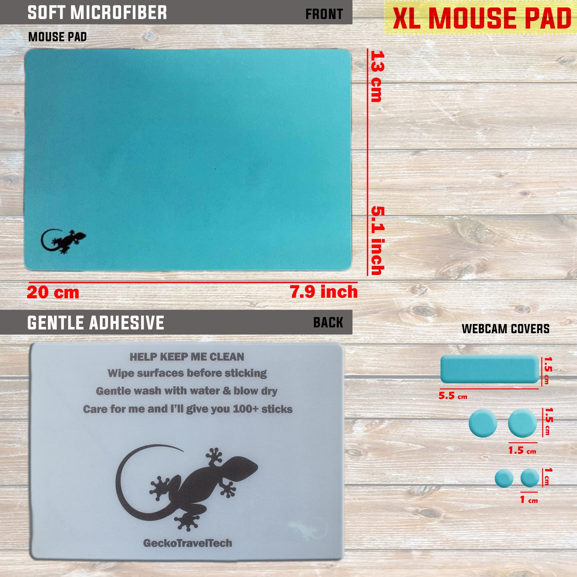 Mouse Pad Adhesive Bottom - Peel and Sticks to Any Surface - Travel Large Size - Portable (XL