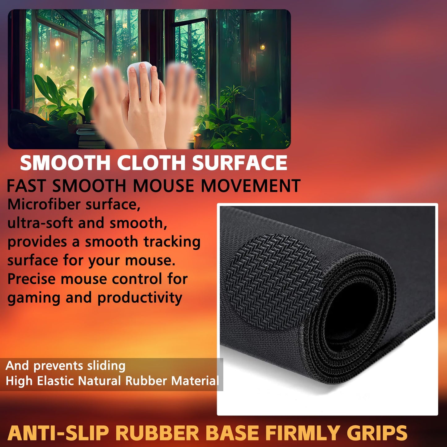 KOAIWPAE Desk Mat, Window View of Forest Desk Pad, Green Atmosphere Large Gaming Mouse Pad for