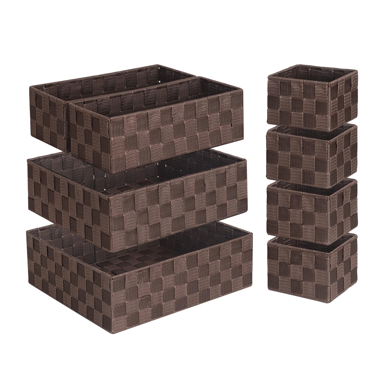 Posprica Woven Baskets, Storage Baskets for Organizing (Set of 8), Cube Baskets Bin Container