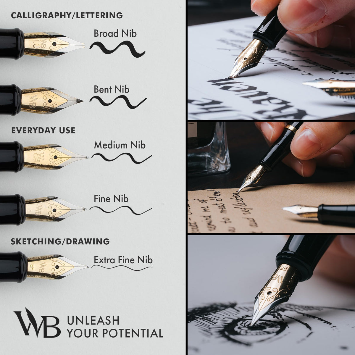 Wordsworth & Black Luxury Fountain Pen Set for Writing, Medium Nib, Gold