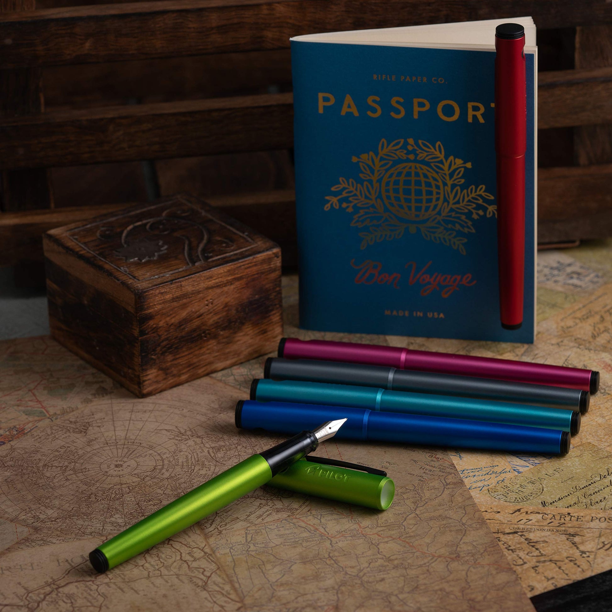 PILOT Explorer Lightweight Fountain Pen in Gift Box, Includes CON-B Converter; Red Barrel, Fine Nib