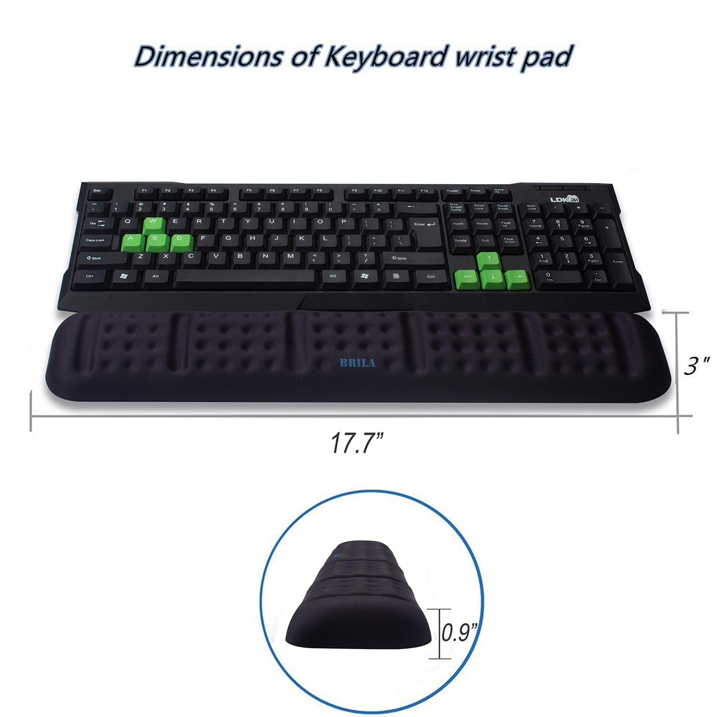 BRILA Upgraded Ergonomic Keyboard and Mouse Wrist Rest Support Cushion Pad Set - Comfy Soft Memory